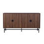 Voir la diapositive 6 : SWEEEK Buffet de rangement effet bois foncé. Bazalt. quatre portes. deux étagères. buffet haut. vaisselier. L 157.5 x l 39 x H 83cm