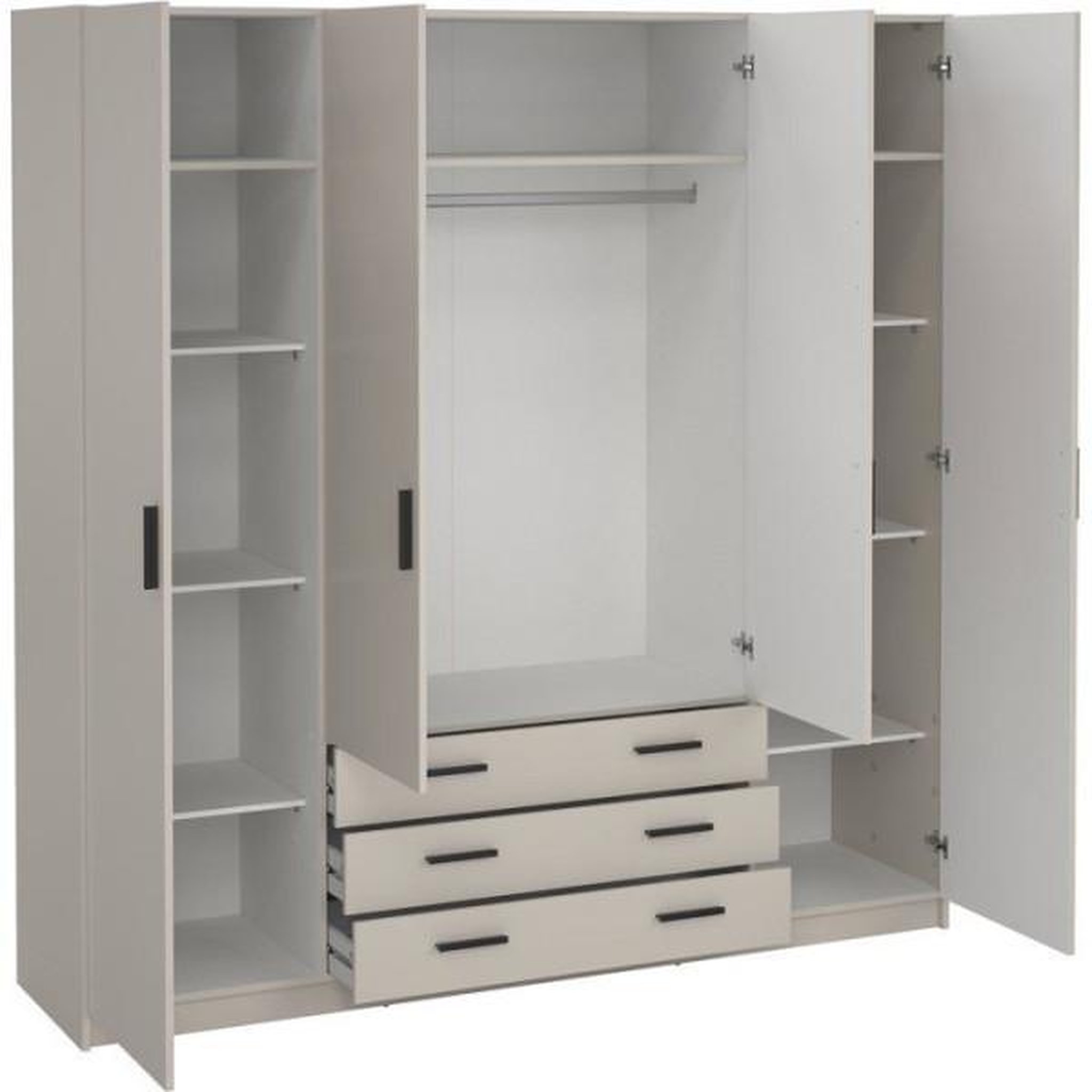 Voir la diapositive 3 : SPRINT Armoire SPRINT - Bois / Panneaux de particules - Beige mat - 4 portes + 3 tiroirs - L 195,5 x P 49,8 x H 200,4 cm
