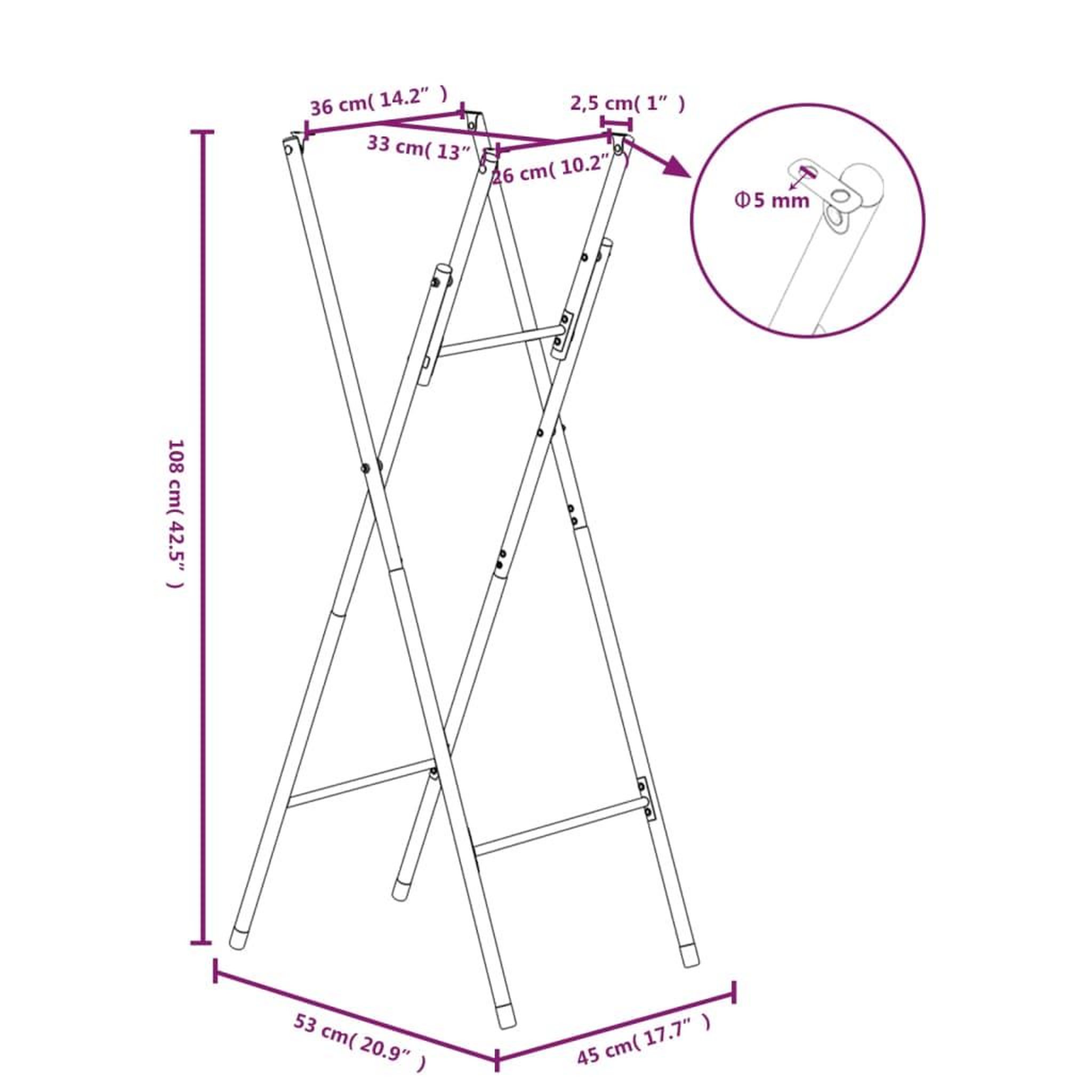 Voir la diapositive 6 : VIDAXL Pieds de table de bar pliables Argente 45x53x108 cm