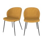 Rendez vous déco Lot de 2 chaises jaunes en tissu bouclette et pied en métal - Groom. Coloris disponibles : Vert, Beige, Jaune, Noir