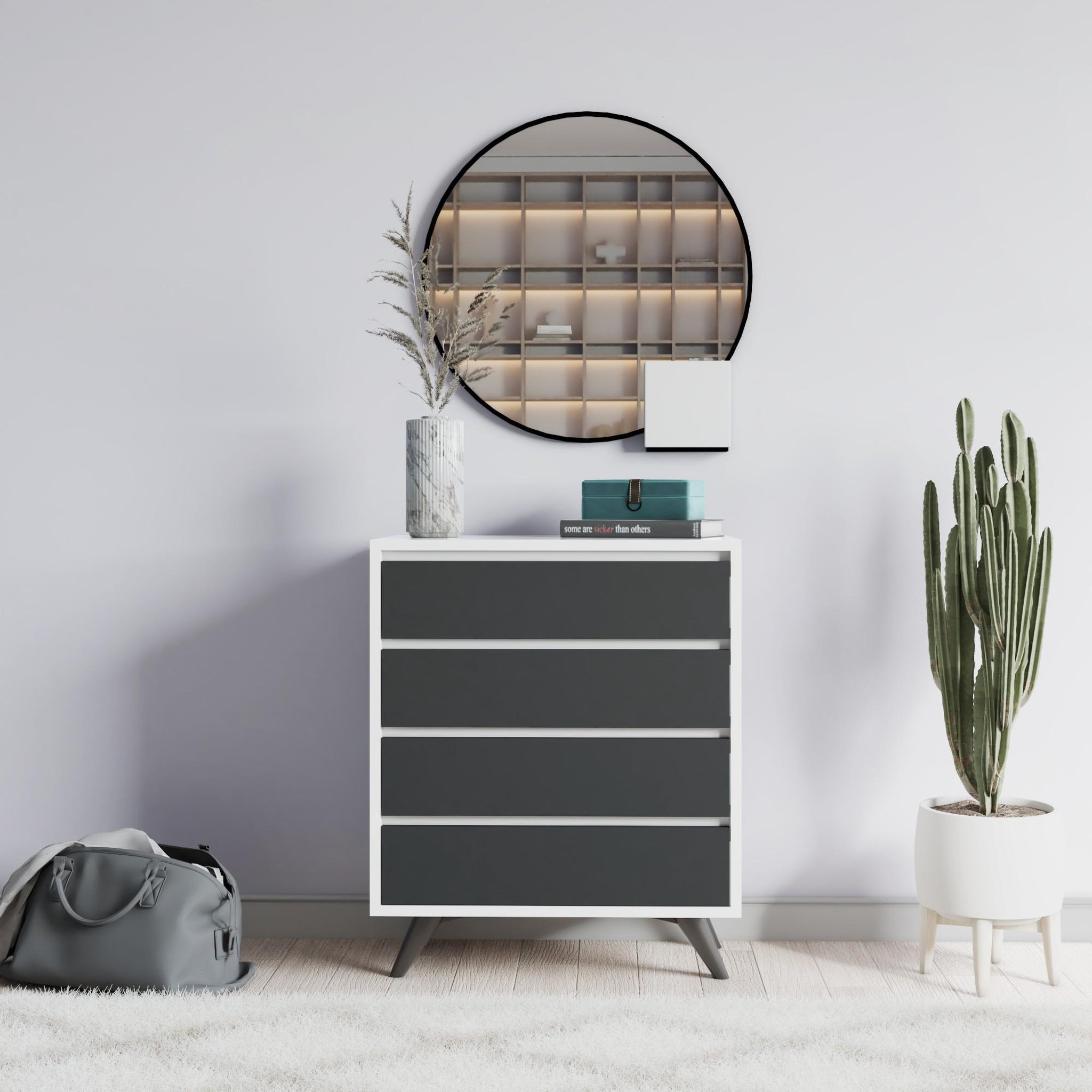 Voir la diapositive 2 : Habitat et Jardin Commode en bois  suvera  - 70 x 40 x 86 cm - blanc