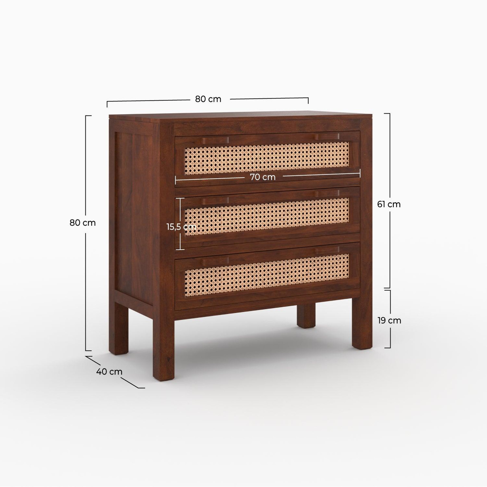 Voir la diapositive 4 : MAISON PAVANE Commode en bois de manguier et cannage-tiki