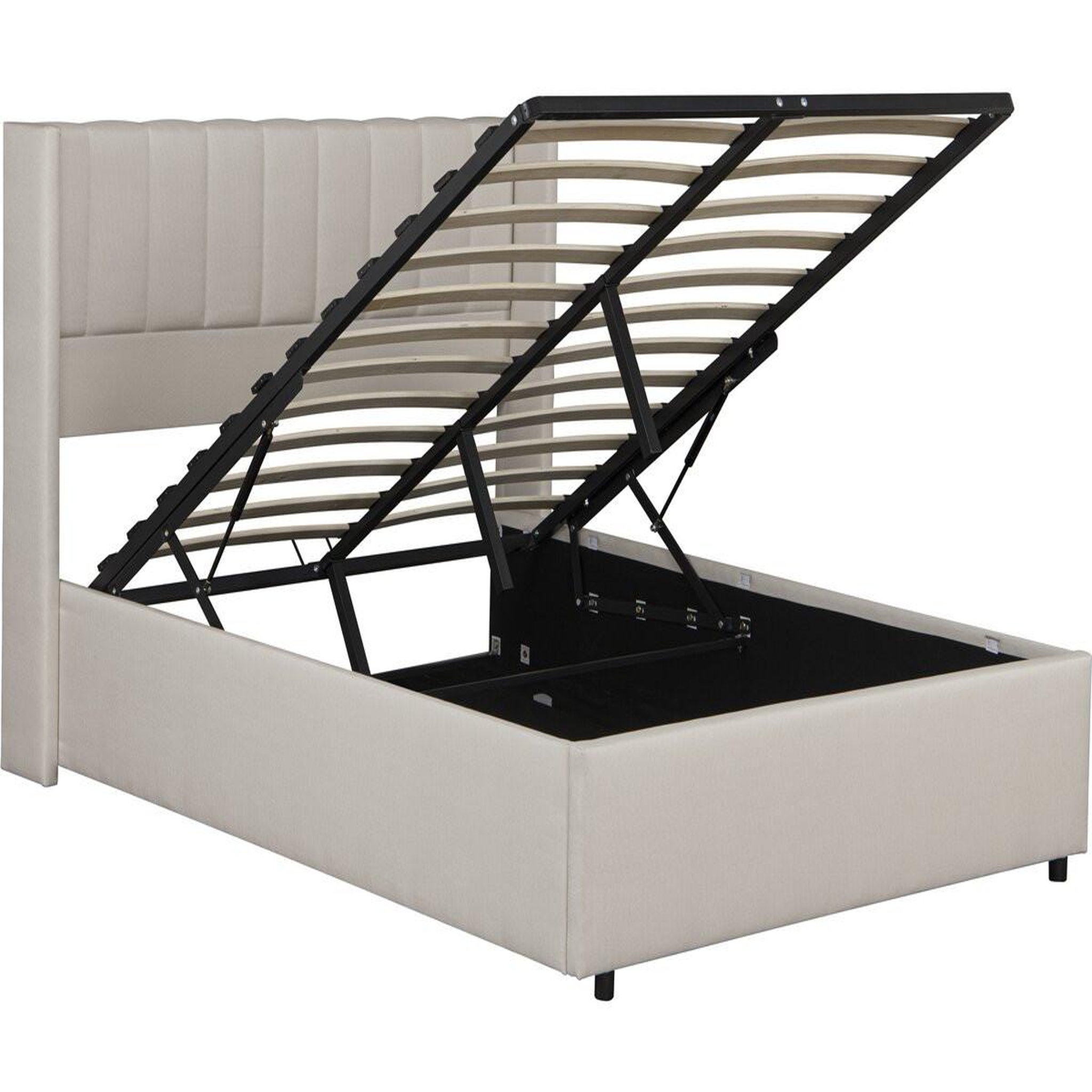 Voir la diapositive 3 : Habitat et Jardin Lit double en lin avec coffre  saint-moritz  - 140 x 190 cm - beige