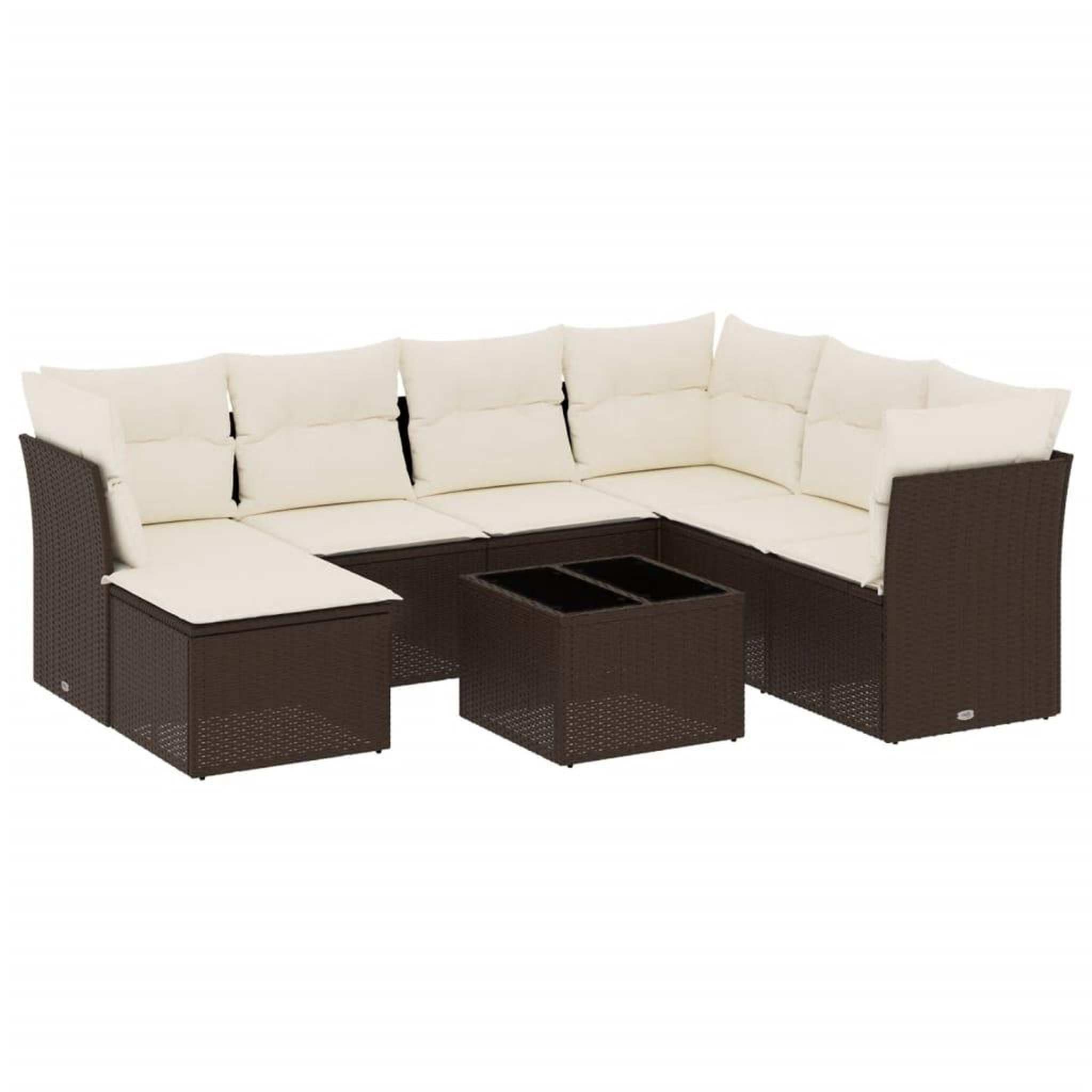 Voir la diapositive 2 : VIDAXL Salon de jardin 8 pcs avec coussins marron resine tressee