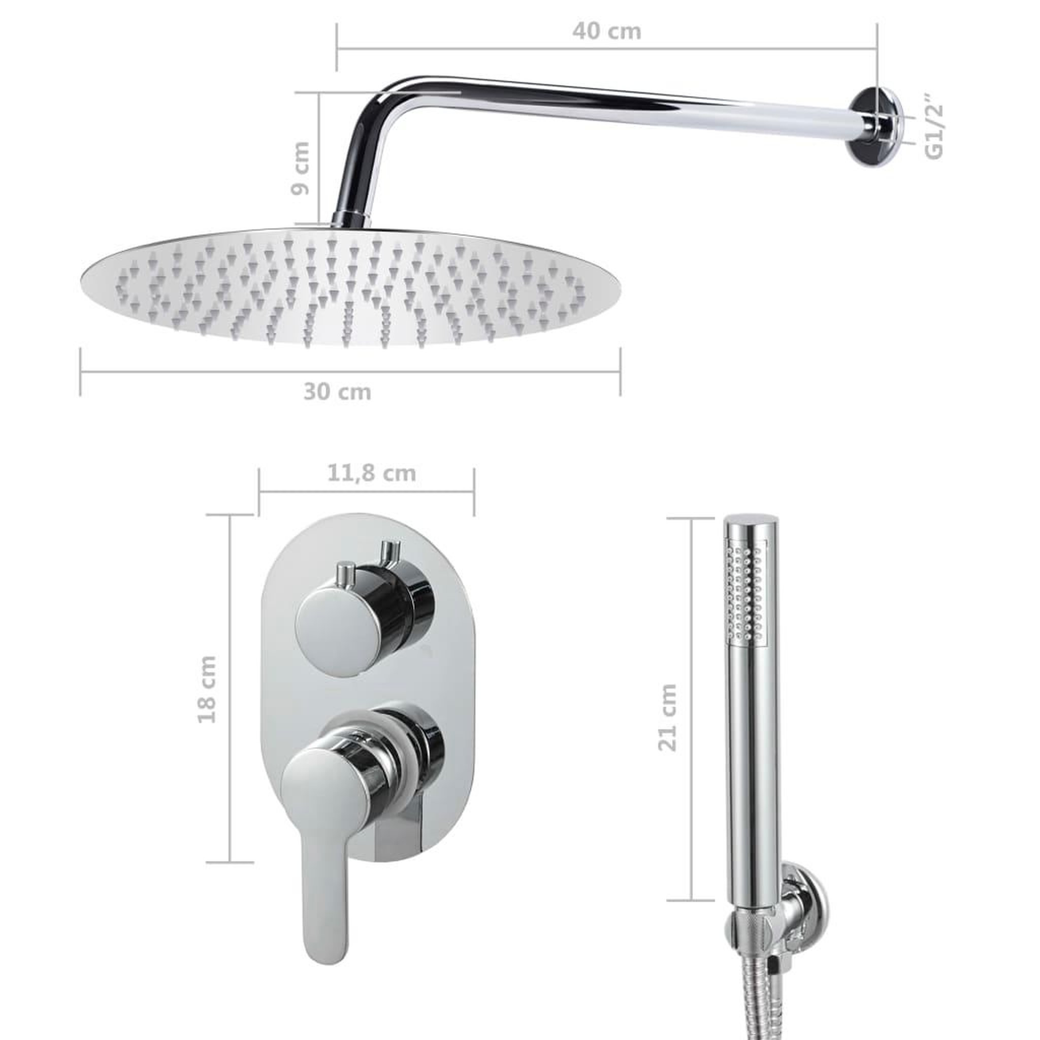 Voir la diapositive 6 : VIDAXL Systeme de douche Acier inoxydable 201 Argente