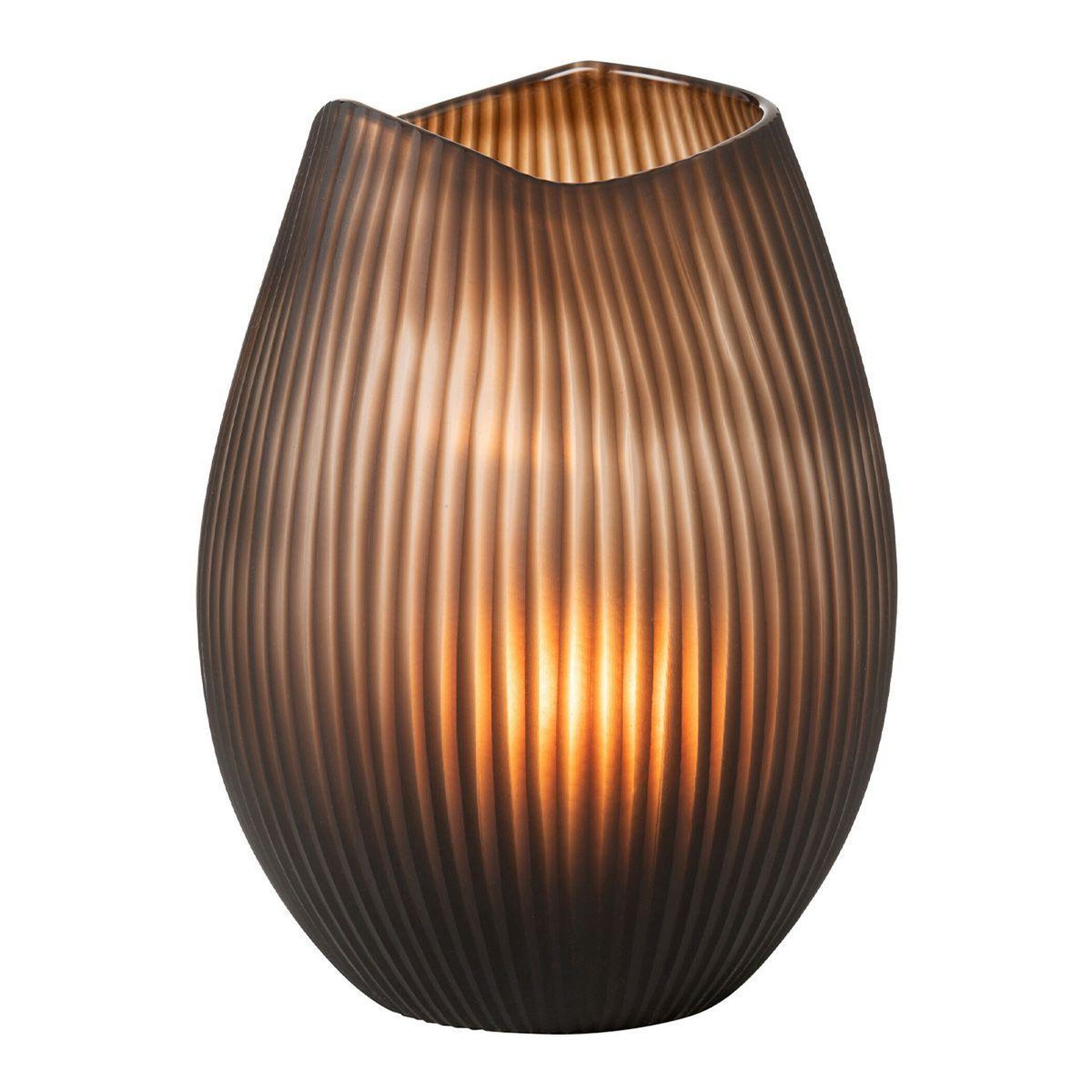 Voir la diapositive 2 : J-LINE Vase design ligne  octave  31cm marron