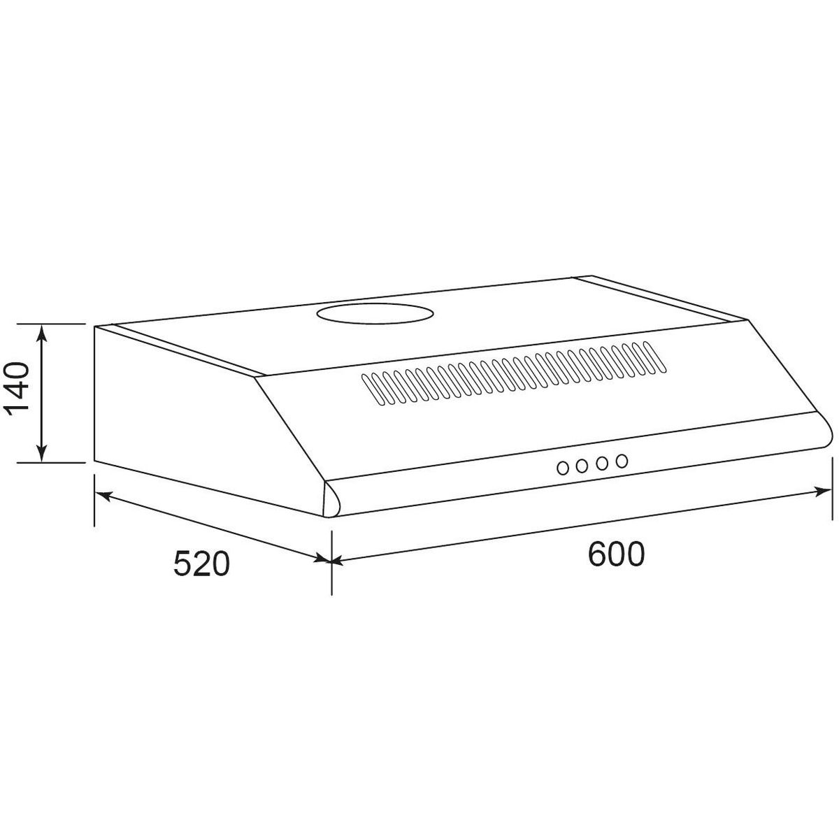 Airlux Hotte visière 60cm 344m3/h inox - ahc640ix