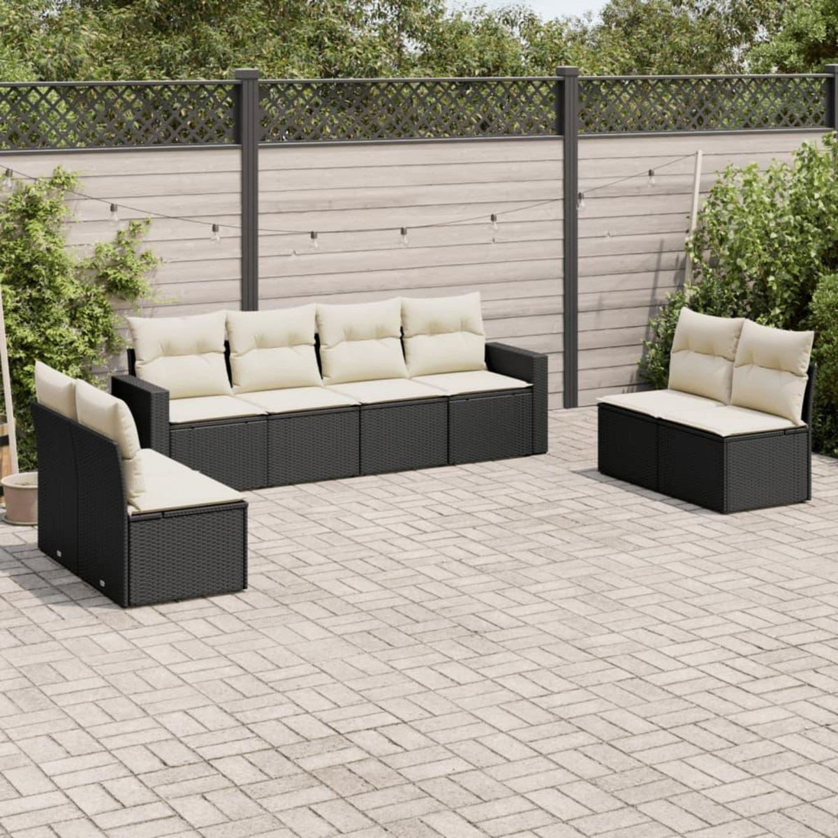 VIDAXL Salon de jardin 8 pcs avec coussins noir resine tressee
