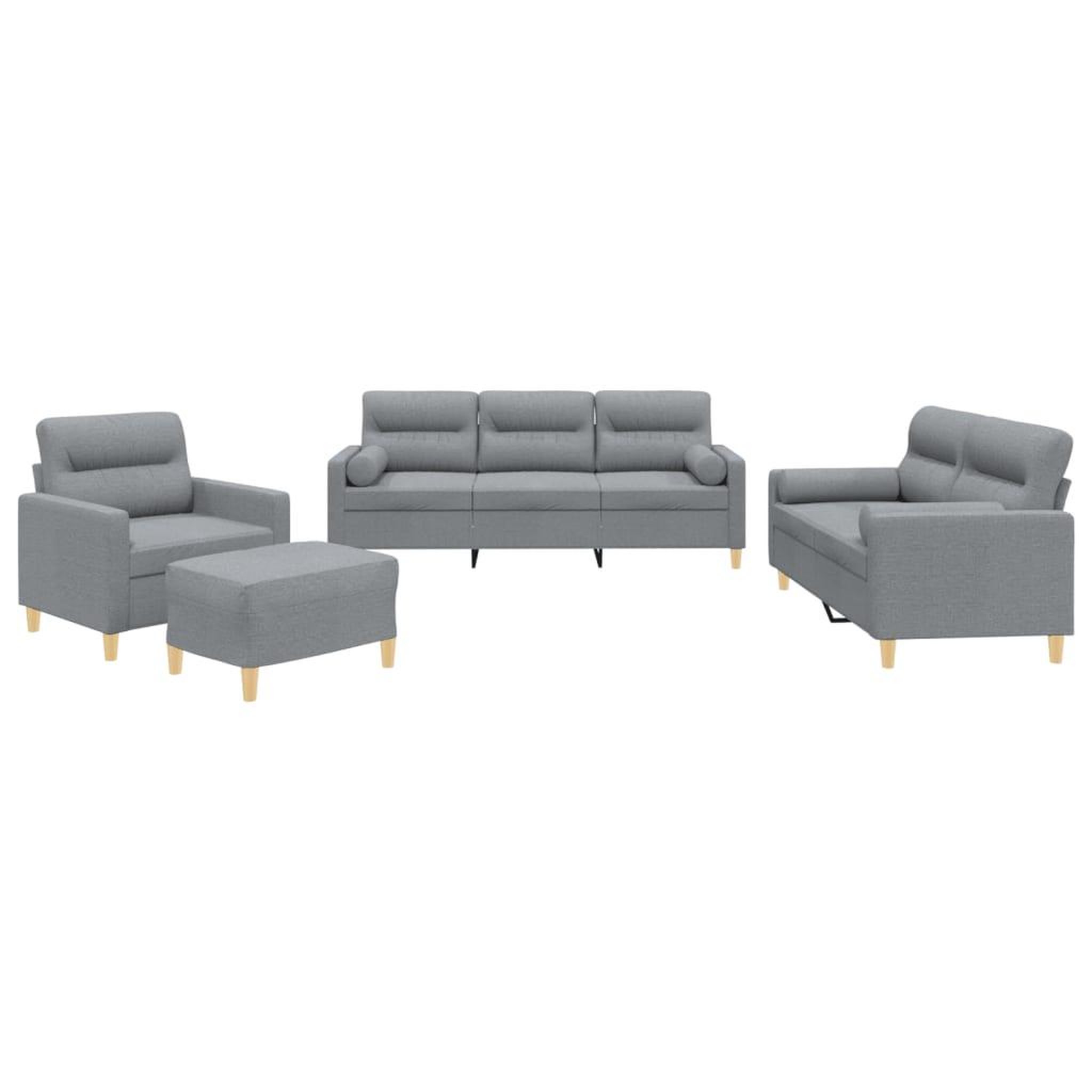 Voir la diapositive 2 : VIDAXL Ensemble de canapes 4 pcs coussins gris clair tissu