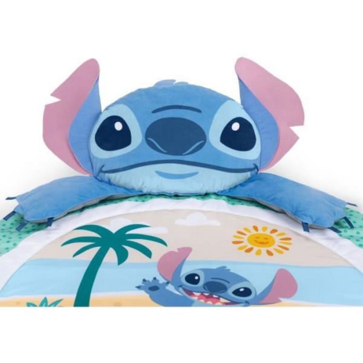 Bright Starts DISNEY BABY - STITCH - Tapis de sol éveil bébé, évolutif, arche avec jouets sensoriels, peluche, miroir, coussin Stitch, hoc
