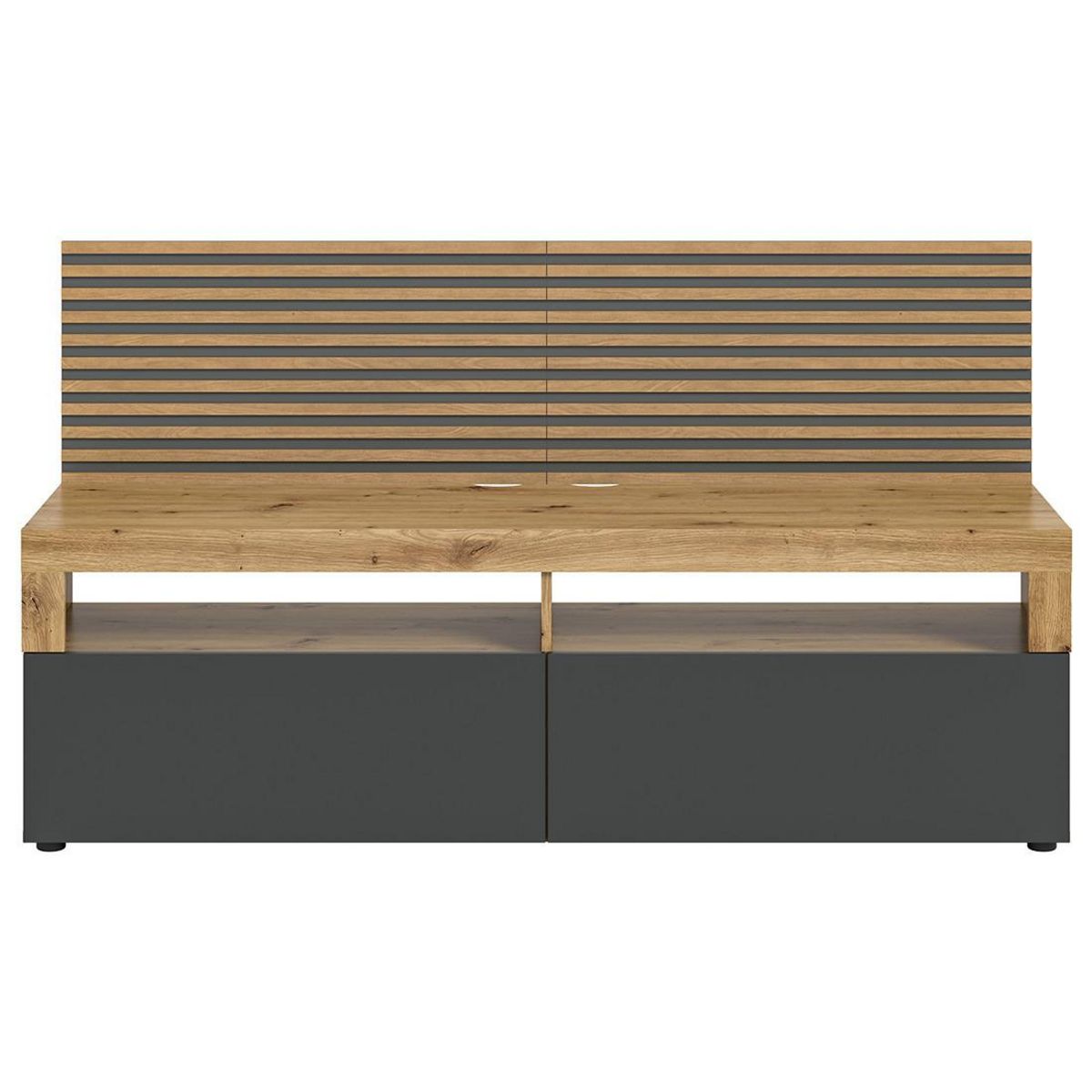 BEST MOBILIER Brentford - meuble tv - effet bois et gris - 2 portes - 160 cm