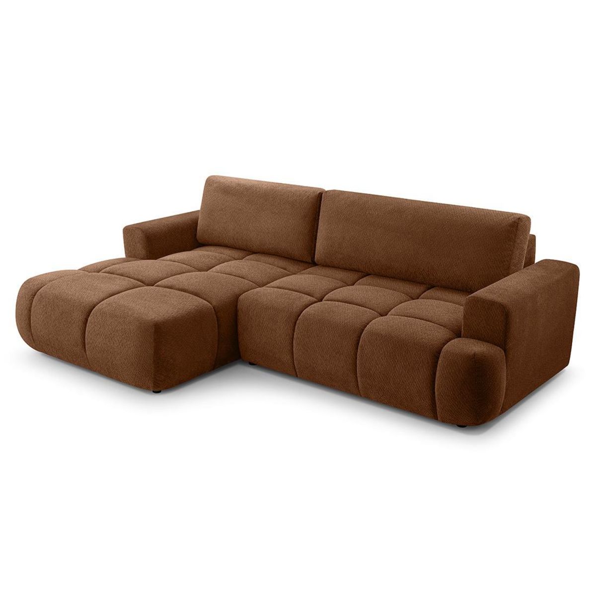 BEST MOBILIER Leonie - canapé d'angle gauche 4 places convertible avec coffre en velours texturé