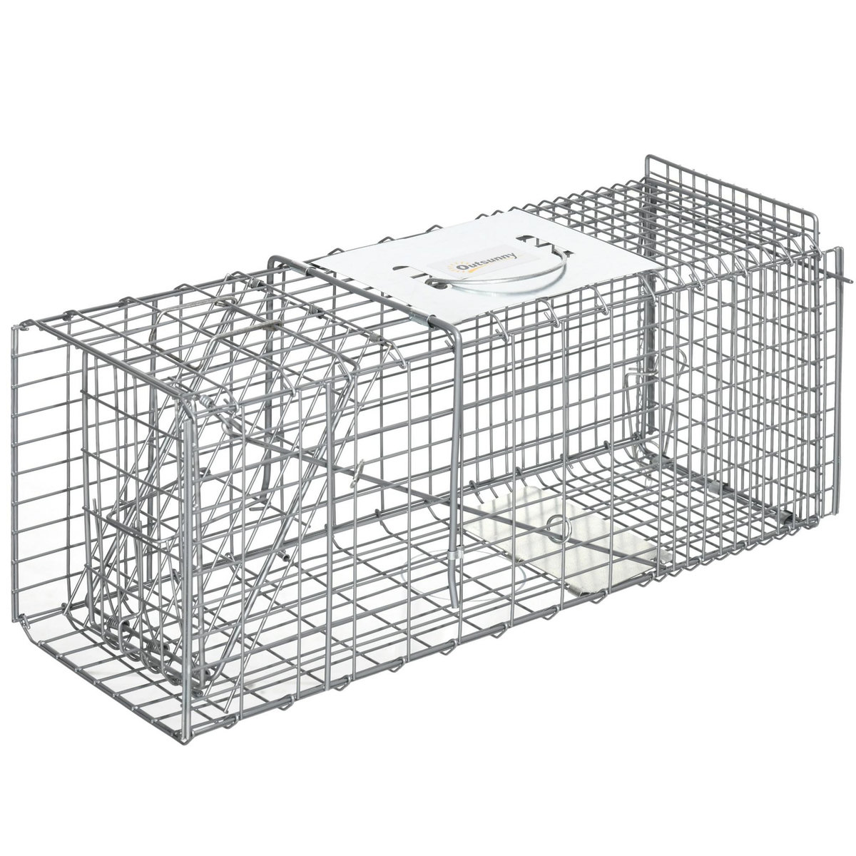 OUTSUNNY Piège de capture pliable pour petits animaux type lapin rat - 2 portes, poignée - dim. 66L x 24l x 30H cm - acier