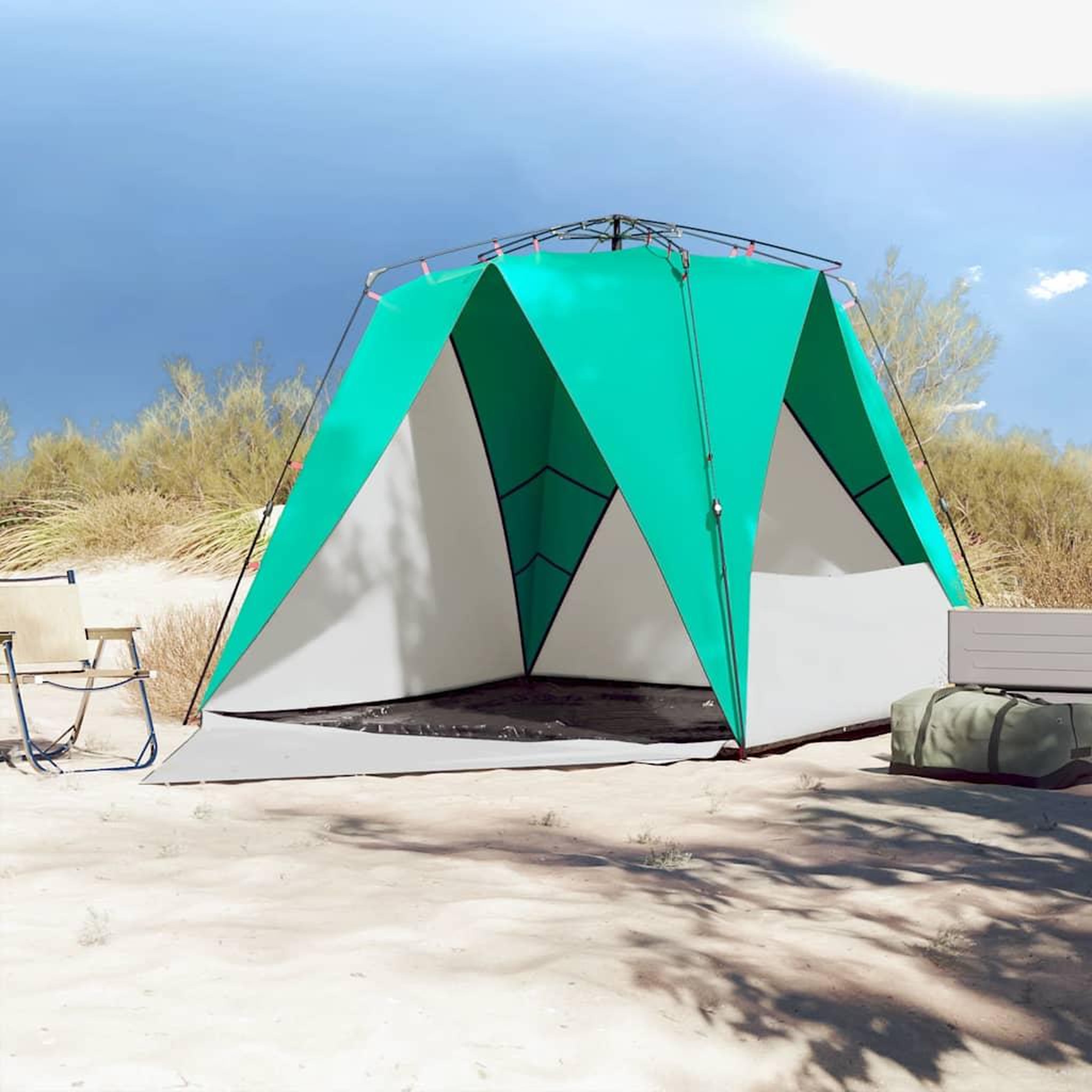 Voir la diapositive 3 : VIDAXL Tente de plage 4 personnes liberation rapide impermeable