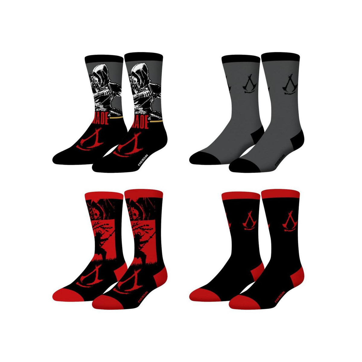 FREEGUN Lot de 4 paires de chaussettes homme Assassin'S Creed