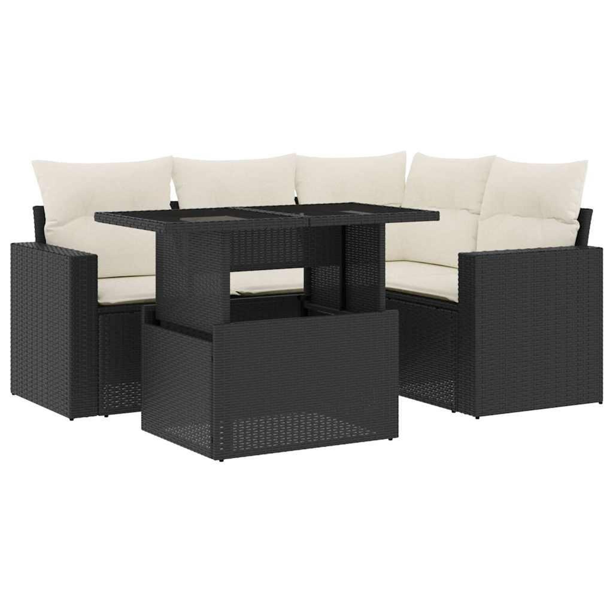 Voir la diapositive 2 : VIDAXL Salon de jardin 5 pcs avec coussins noir resine tressee