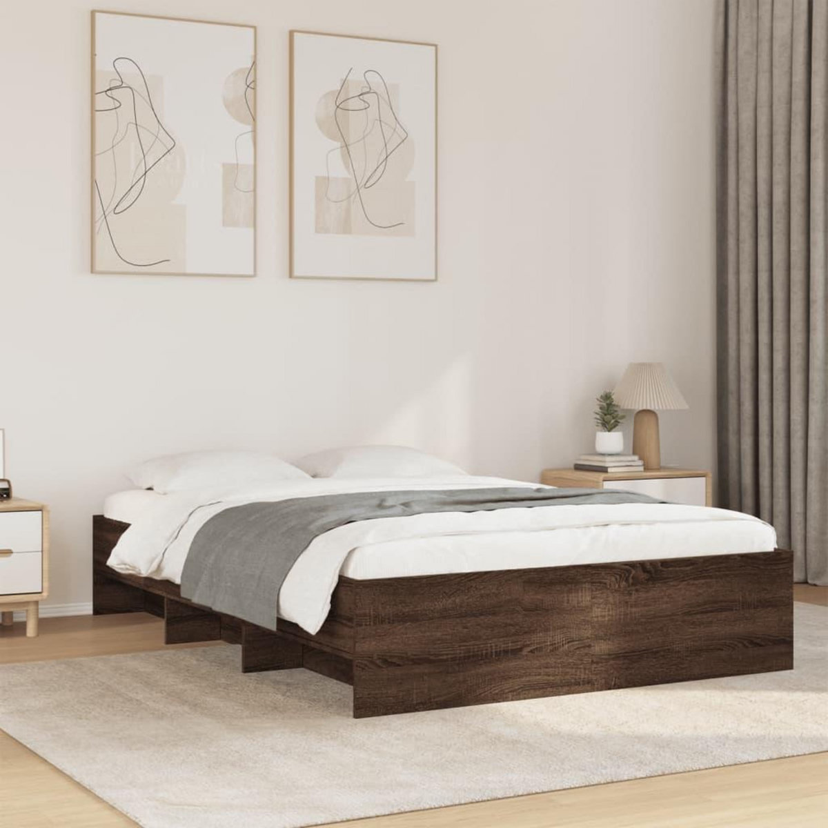 VIDAXL Cadre de lit sans matelas chene marron 140x190 cm