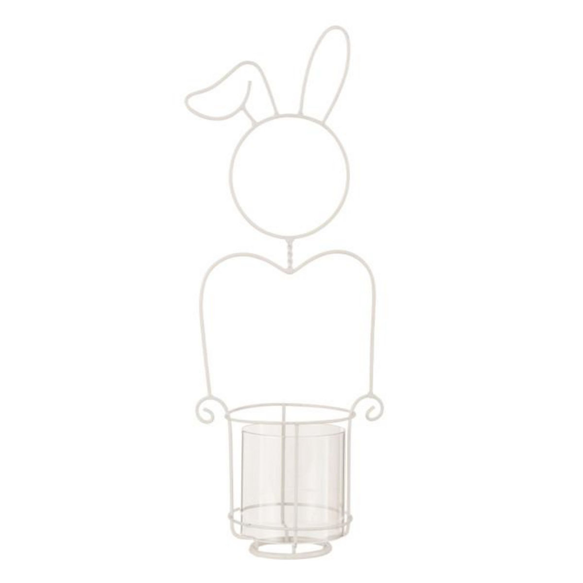 Paris Prix Photophore Déco en Métal  Lapin  49cm Blanc