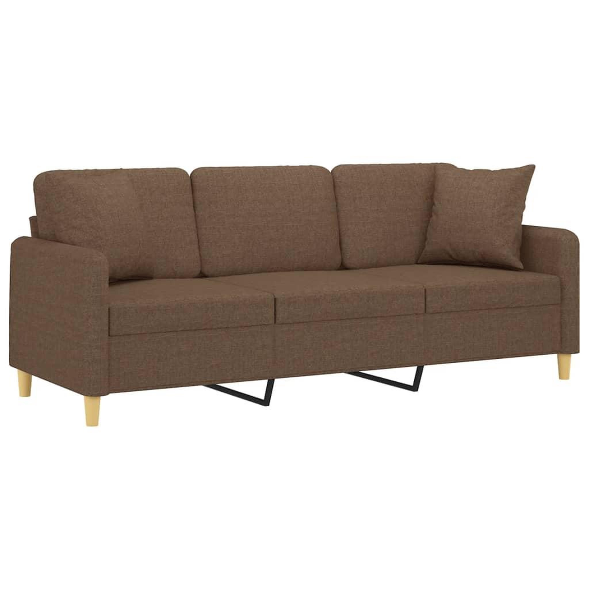 Voir la diapositive 3 : VIDAXL Canape 3 places avec oreillers decoratifs marron 180 cm tissu