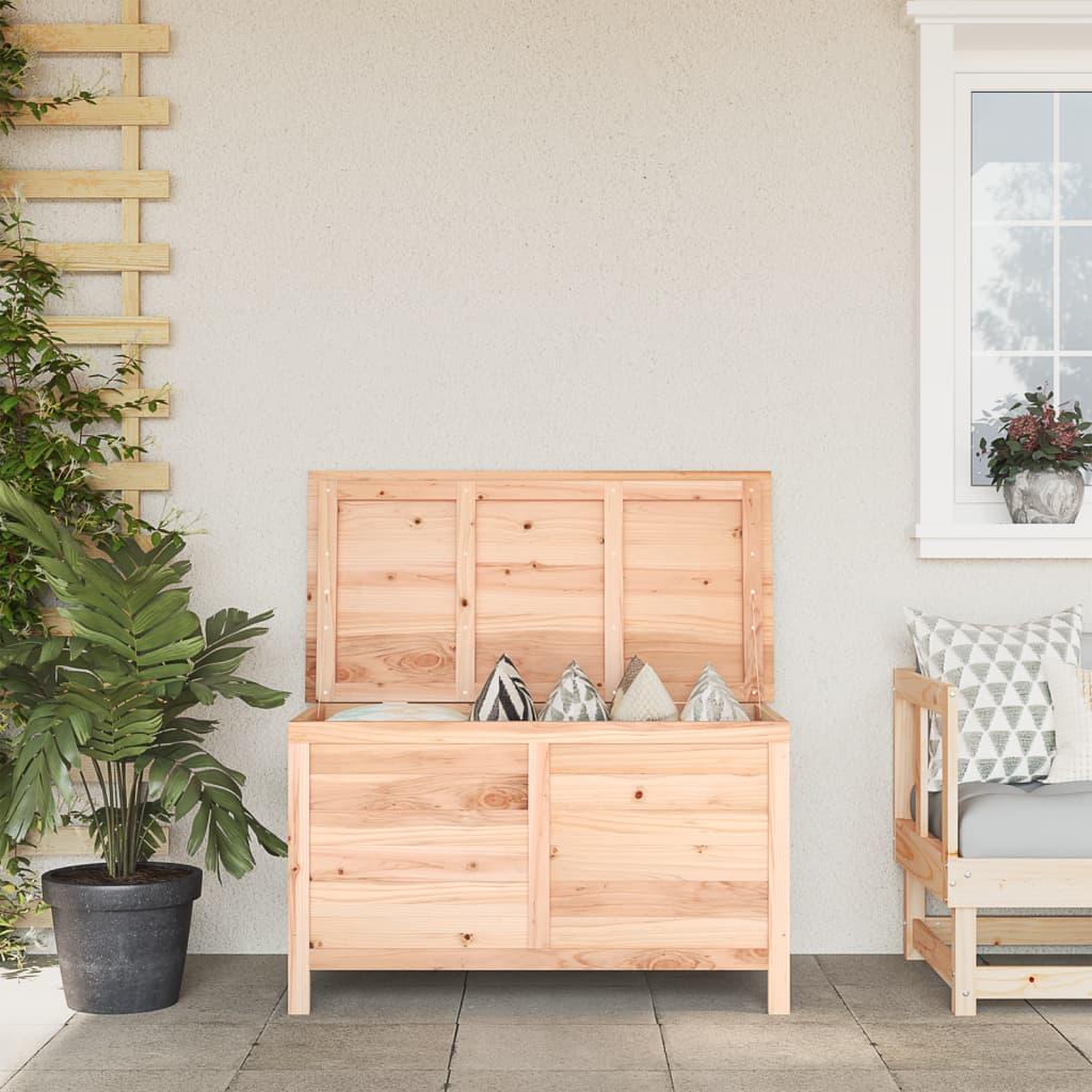 VIDAXL Boîte a coussins d'exterieur 99x50x56,5 cm bois de sapin massif