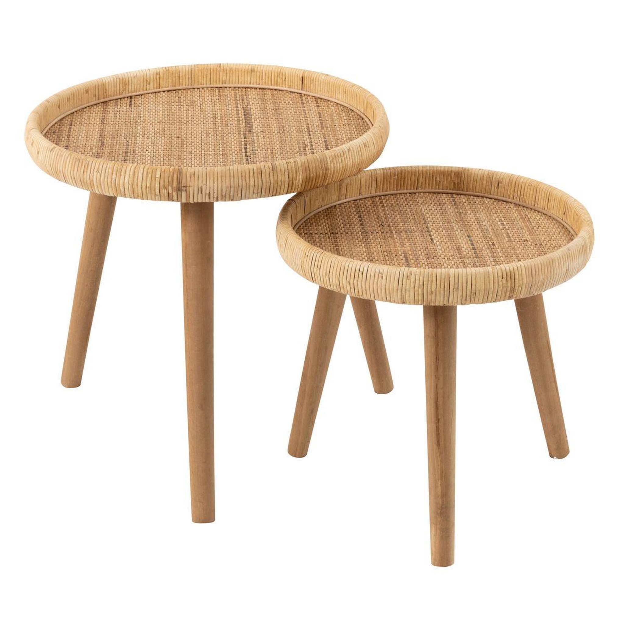 J-LINE Lot de 2 tables d'appoint gigognes  lurne  60cm naturel
