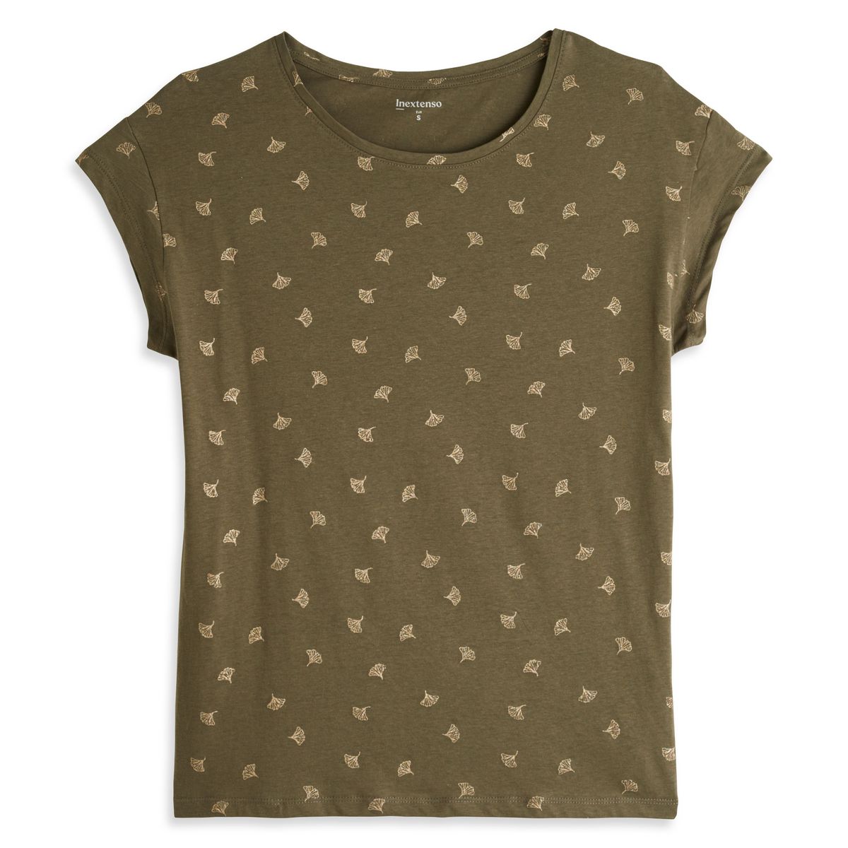 INEXTENSO T-shirt manche courte kaki fantaisie femme