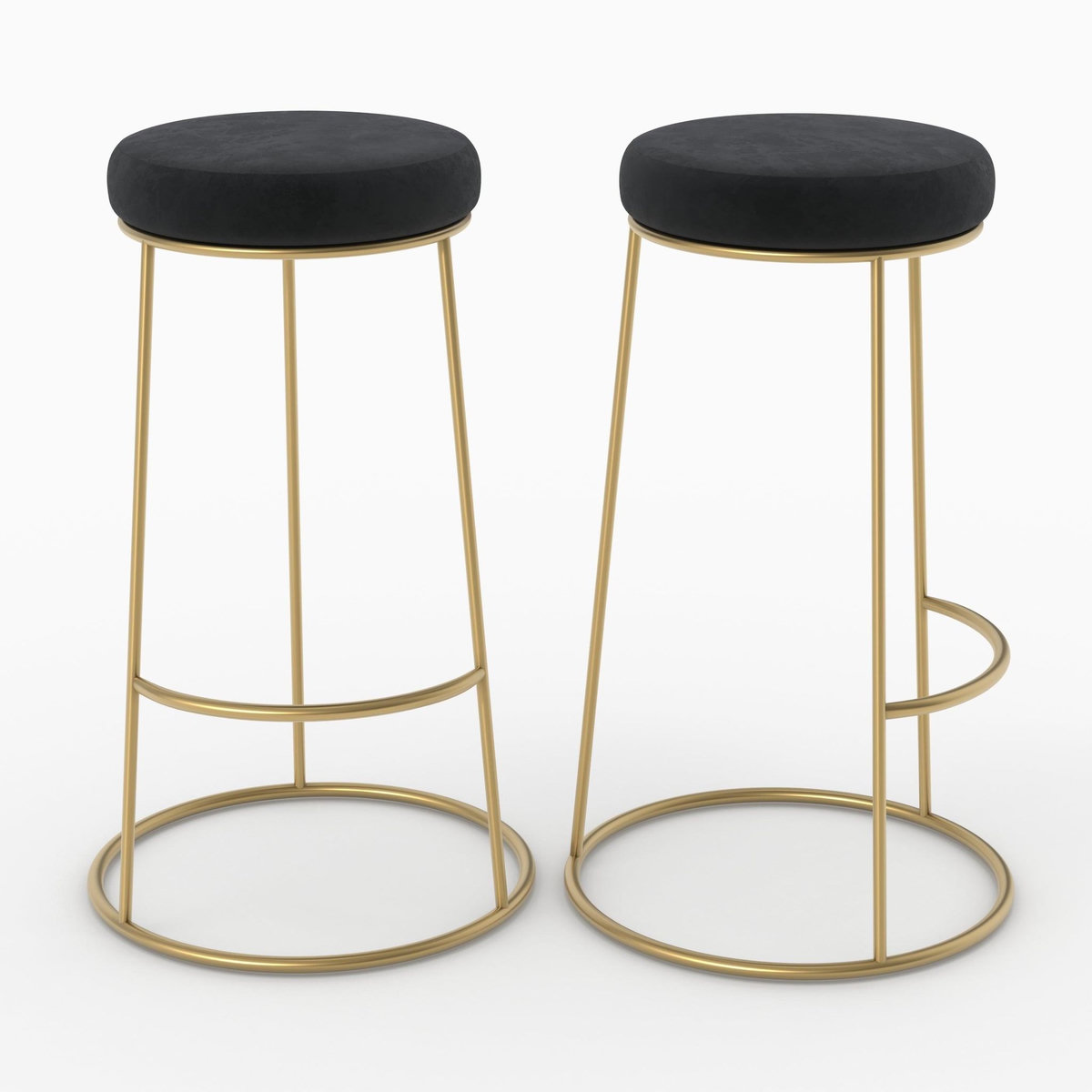 Rendez vous déco Lot de 2 tabourets de bar 73 cm en velours noir - Kendal