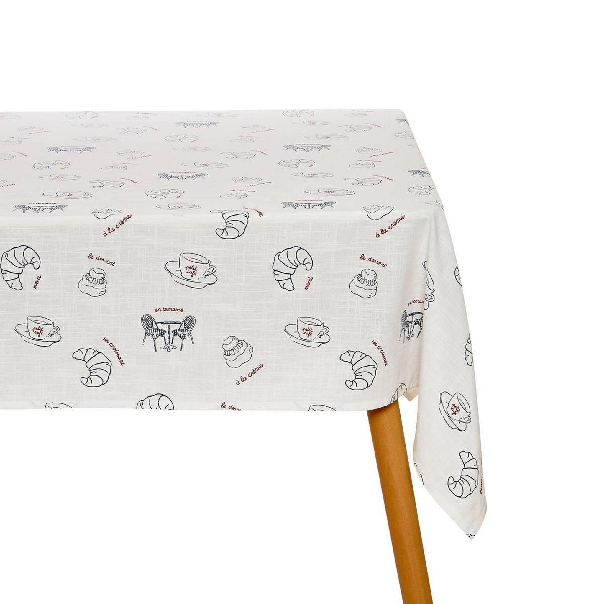 ATMOSPHERA Nappe Imprimée en Coton  Fra  140x240cm Blanc