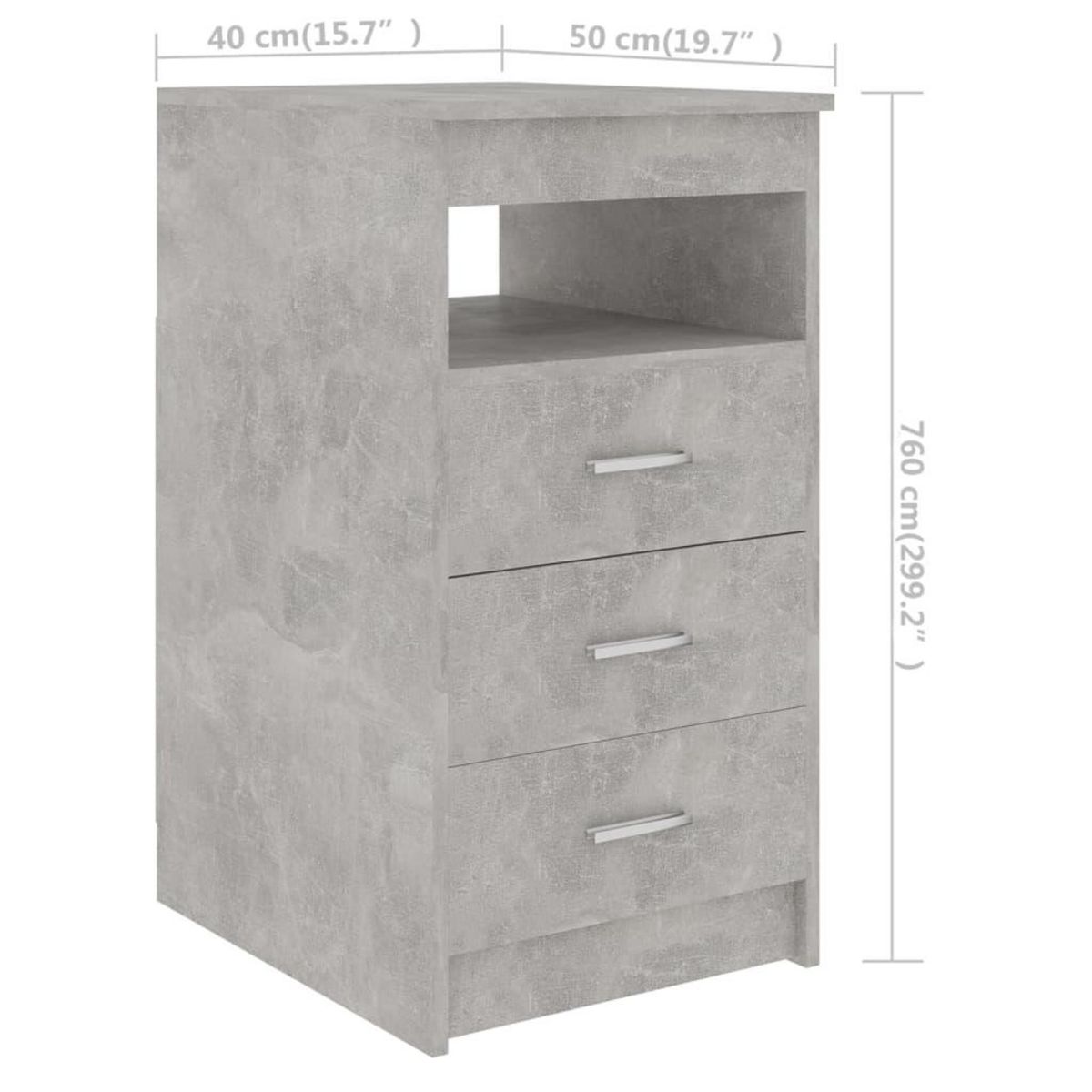 VIDAXL Armoire a tiroirs Gris beton 40x50x76 cm Bois d'ingenierie