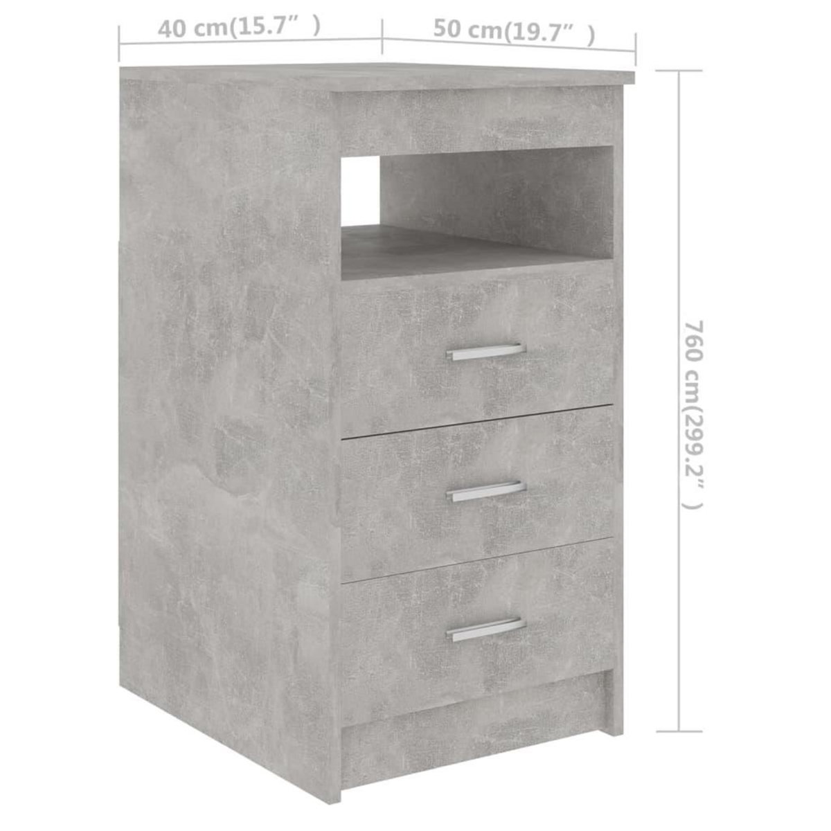 VIDAXL Armoire a tiroirs Gris beton 40x50x76 cm Bois d'ingenierie