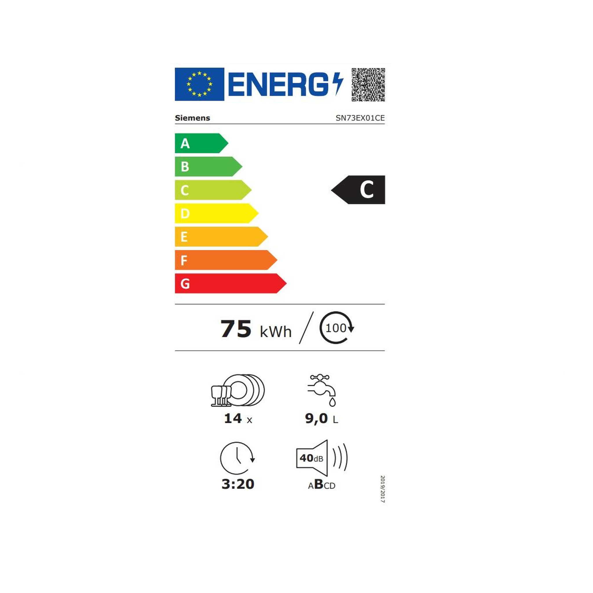 Voir la diapositive 2 : Siemens Lave-vaisselle 60cm 14 couverts 40db tout intégrable - sn73ex01ce