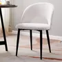 HOMIFAB Lot de 2 chaises de salle à manger en tissu bouclette écru, piètement noir - Moss