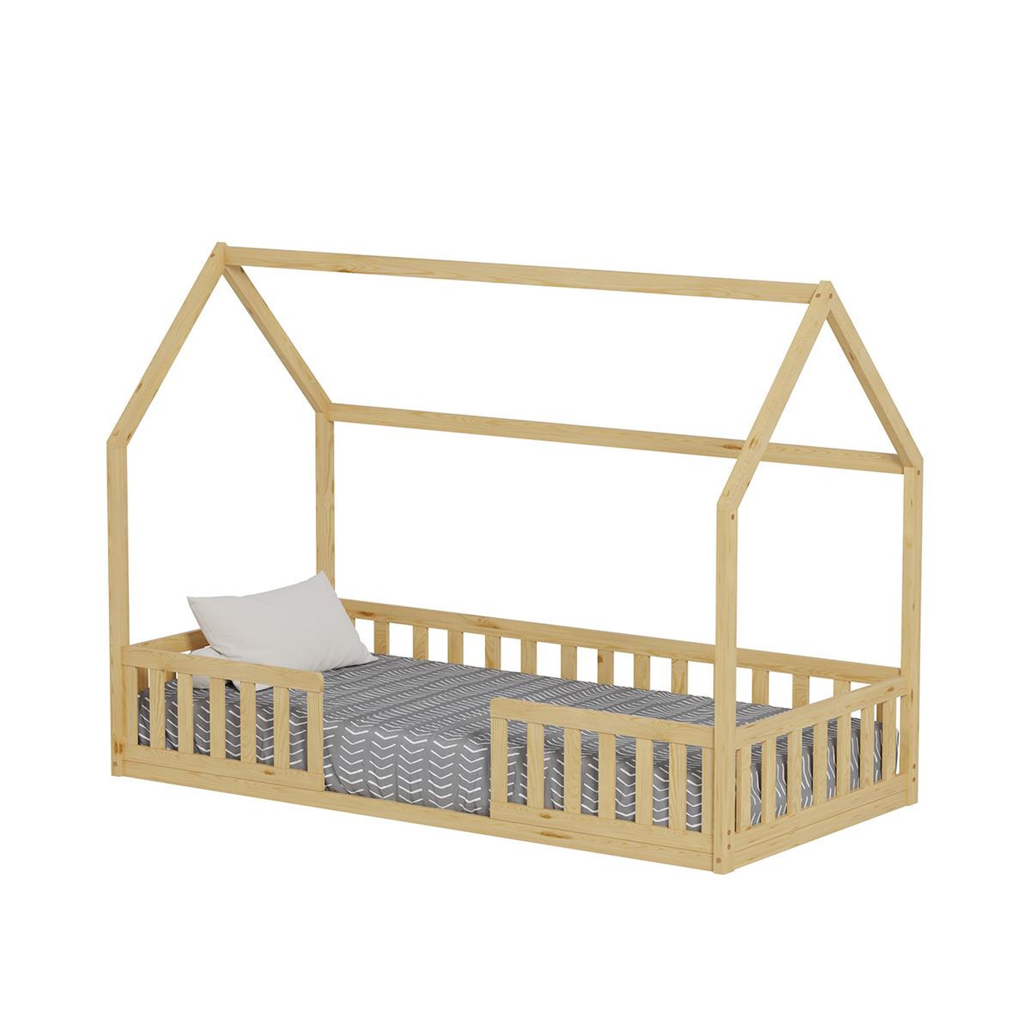 Voir la diapositive 6 : MINEA Minea | lit cabane avec barrière nid enchante 90x190 cm (matelas non inclus)
