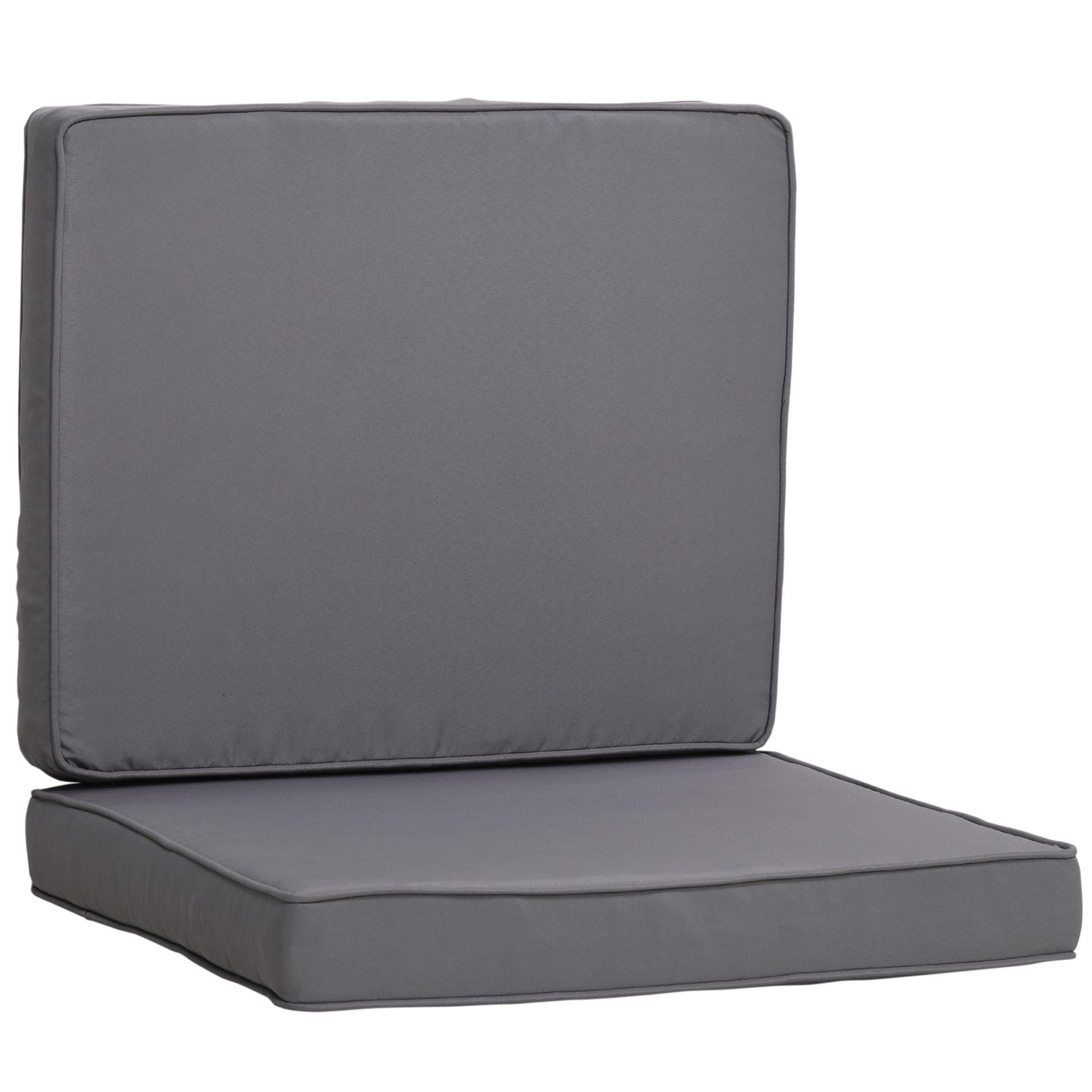 OUTSUNNY Coussins de fauteuil de jardin zippés déhoussables - galettes de chaise de jardin - épais rembourrage 7 cm - polyester haute densité gris
