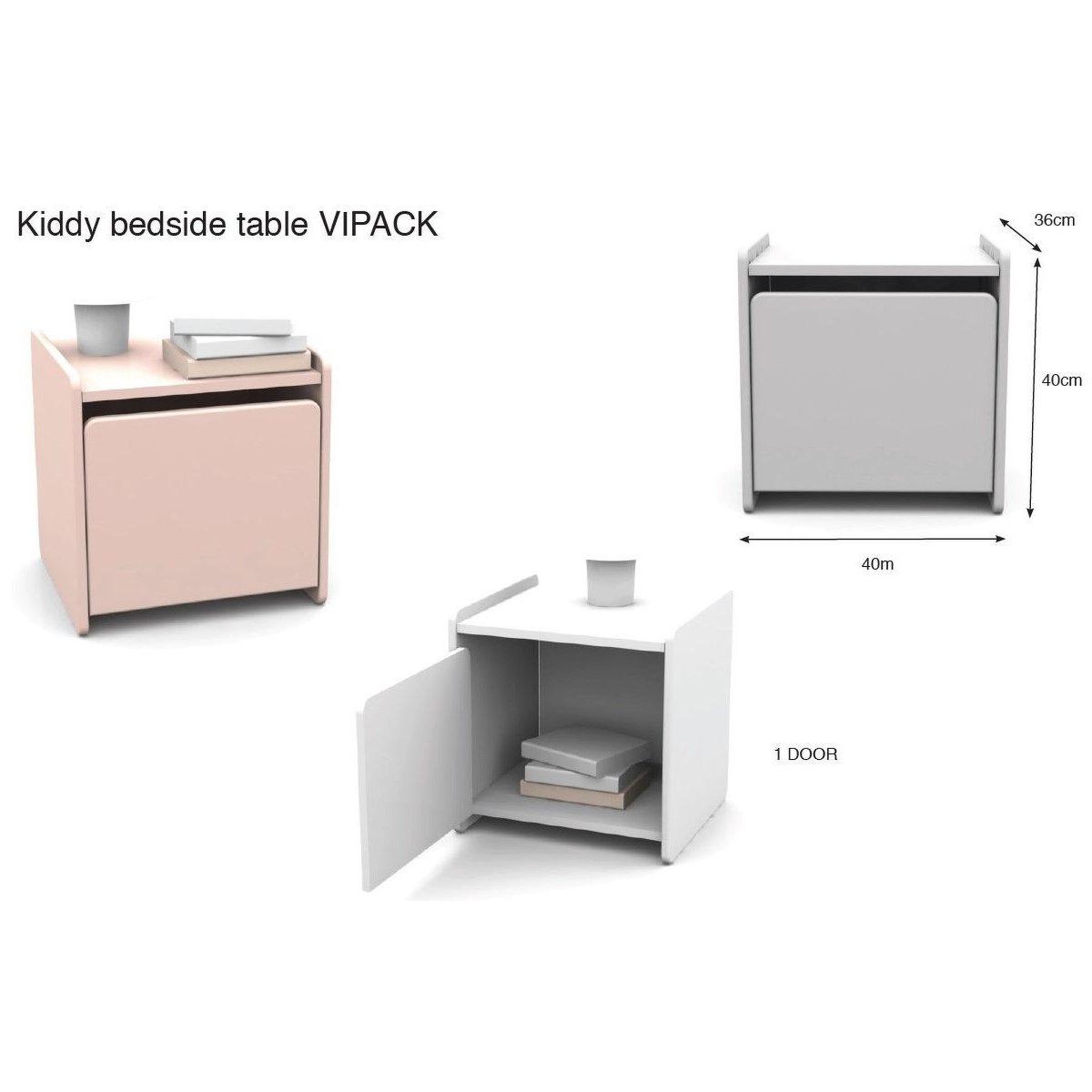 Voir la diapositive 5 : Paris Prix Pack - lit enfant & chevet  kiddy  90x200cm blanc