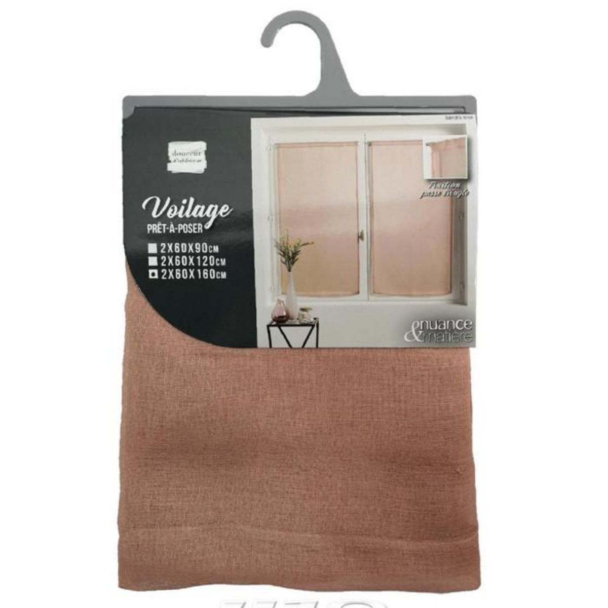 Paris Prix Paire de Voilages  Sandra  60x160cm Rose