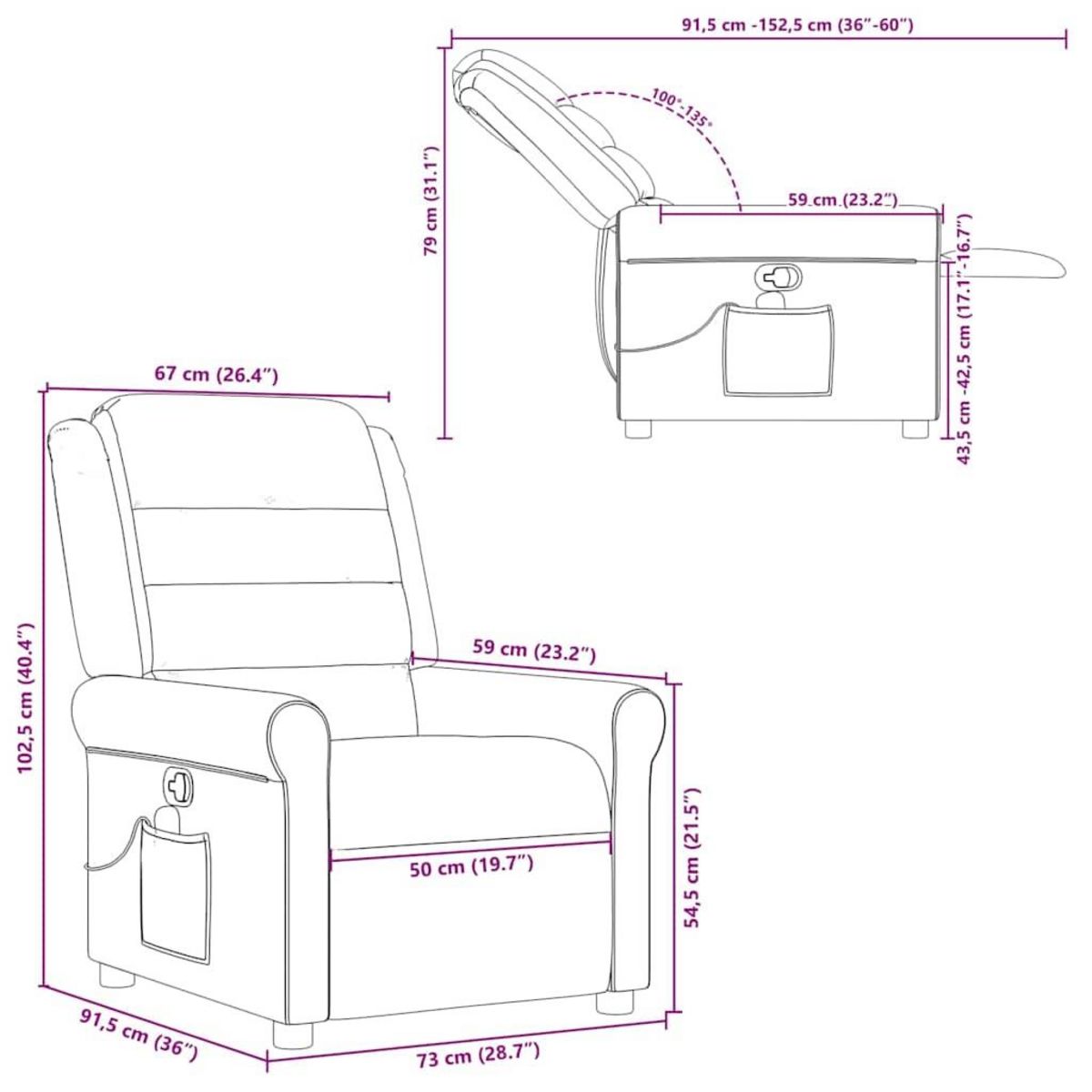 VIDAXL Fauteuil de massage inclinable Vert fonce Tissu