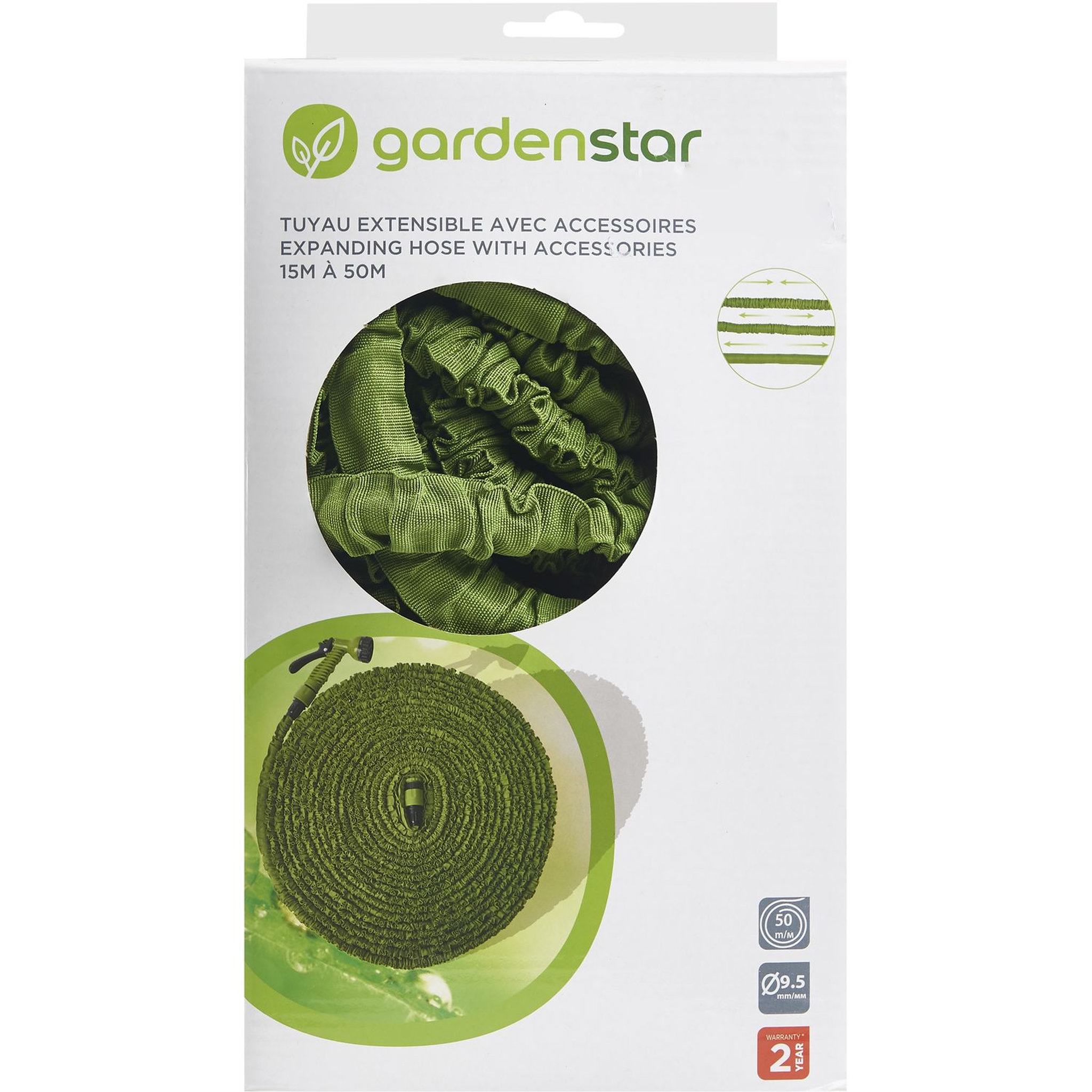 Voir la diapositive 2 : GARDENSTAR Tuyau d'arrosage extensible - L16-7 à 50m