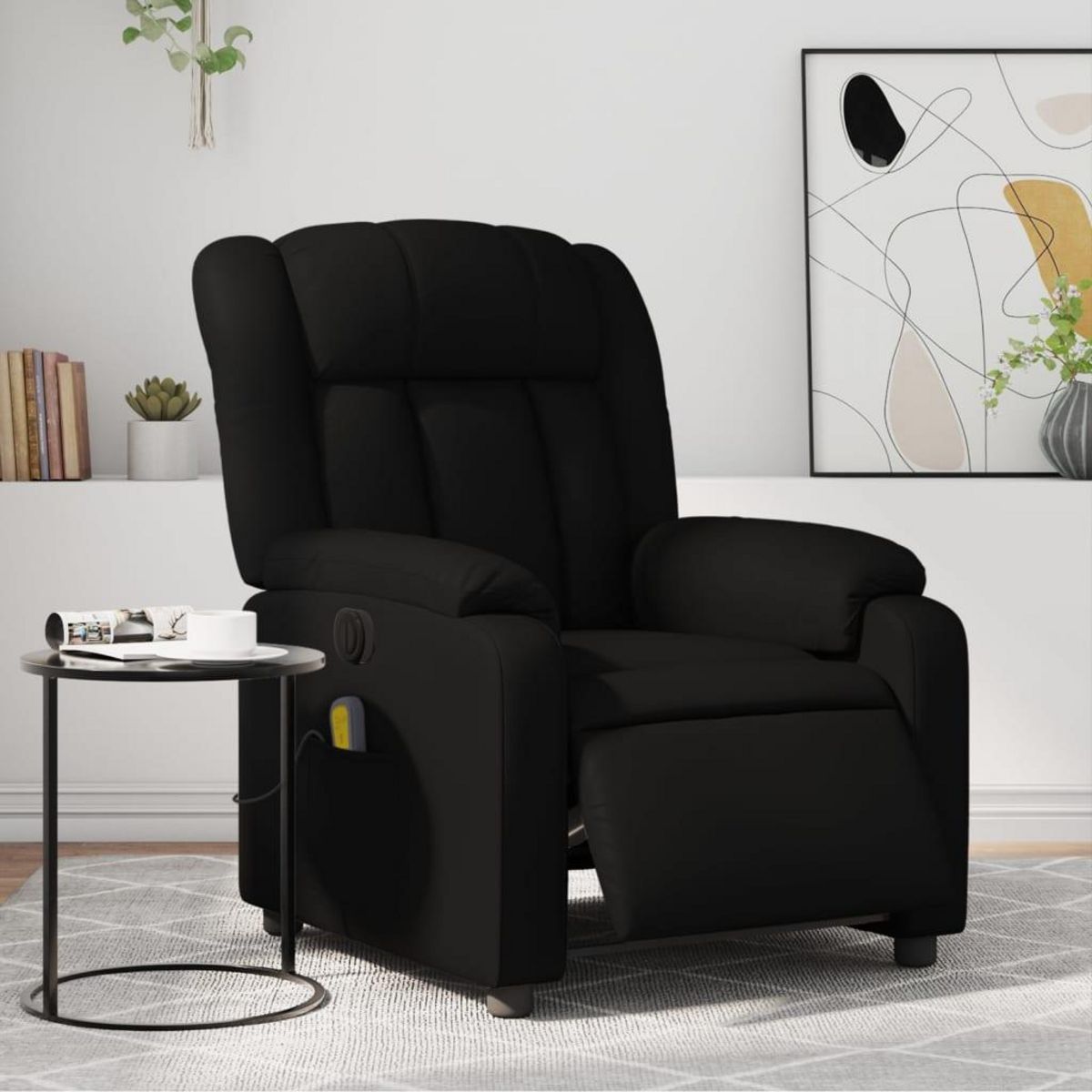 VIDAXL Fauteuil de massage inclinable electrique noir similicuir