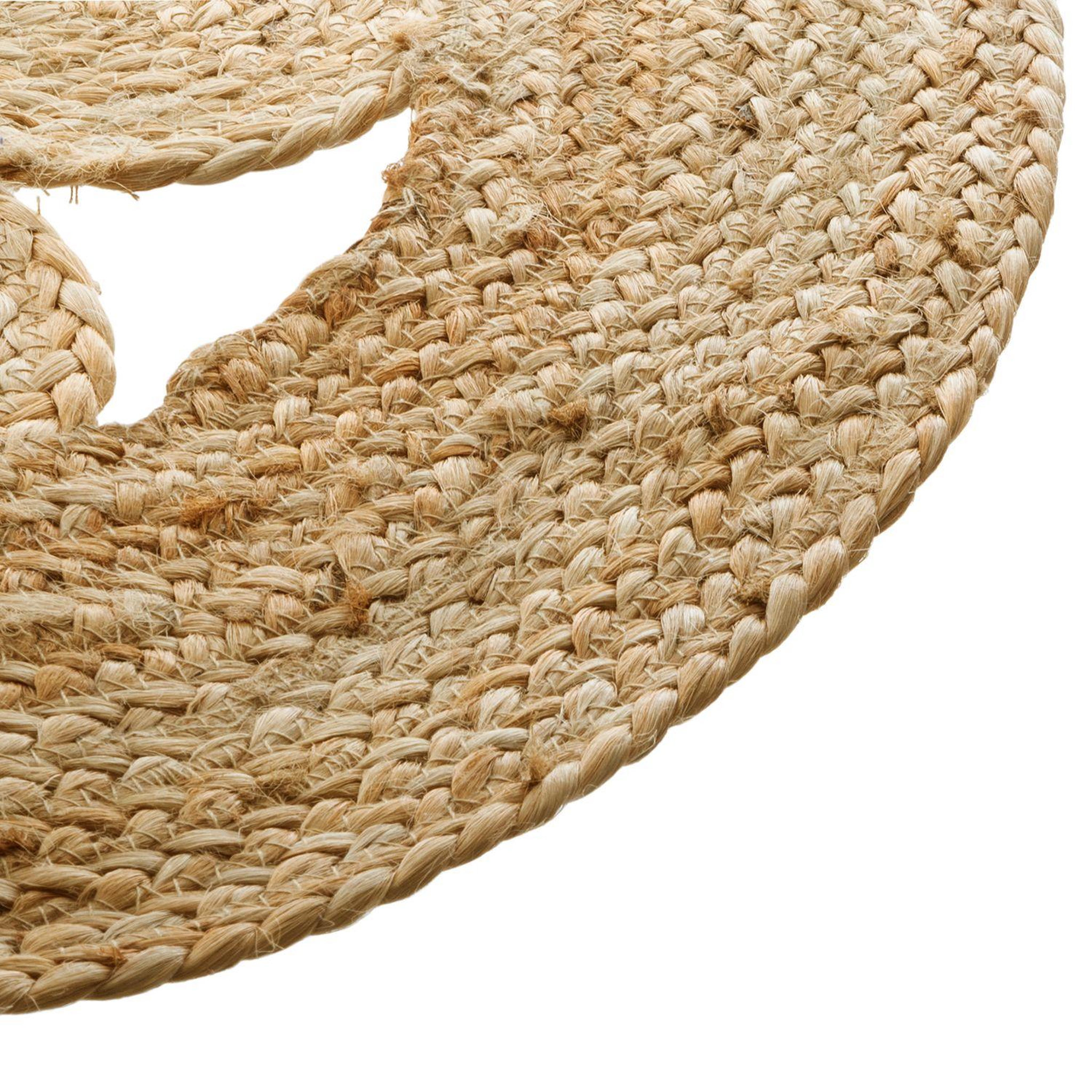 Voir la diapositive 3 : ATMOSPHERA Tapis ajouré en jute Esra Diam. 80cm - Beige