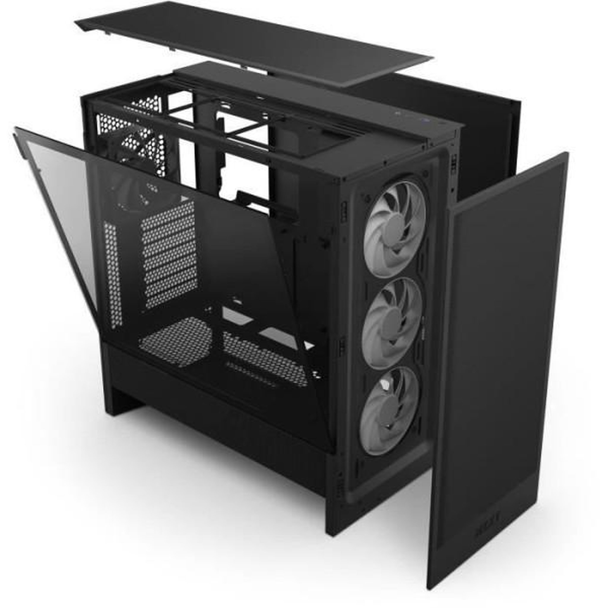 Voir la diapositive 3 : NZXT Boitier moyen-tour compact atx - nzxt - cc-h52fb-r1 - h5 flow rgb avec ventilateurs rgb inclus - noir