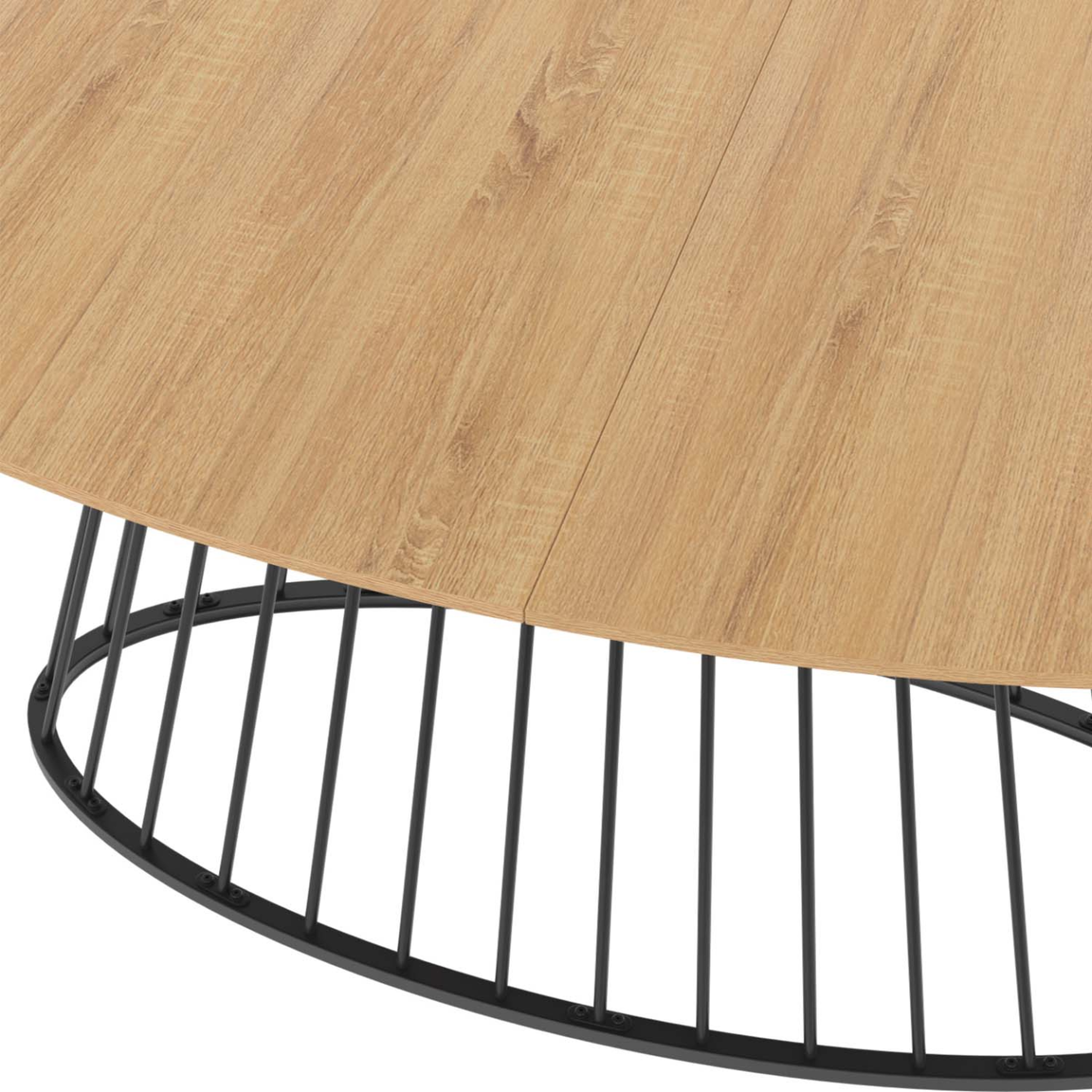 Voir la diapositive 5 : ID MARKET Table à manger ovale yuna 10 personnes plateau bois et pied filaire en métal noir 200 cm