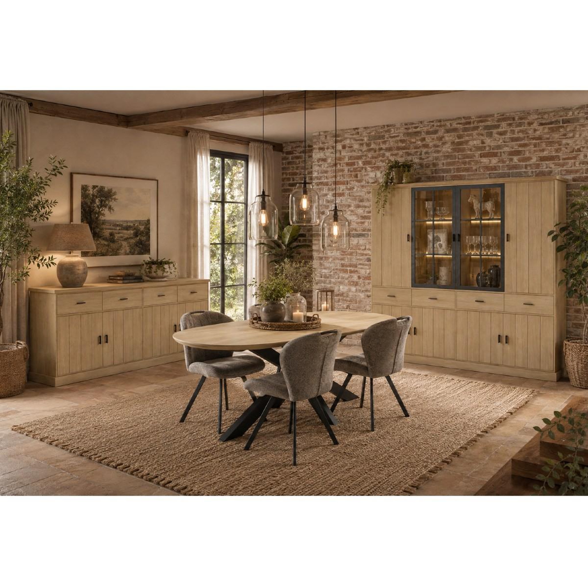 Voir la diapositive 5 : JLC KREATION Buffet de salle à manger moderne en bois 220cm teodora