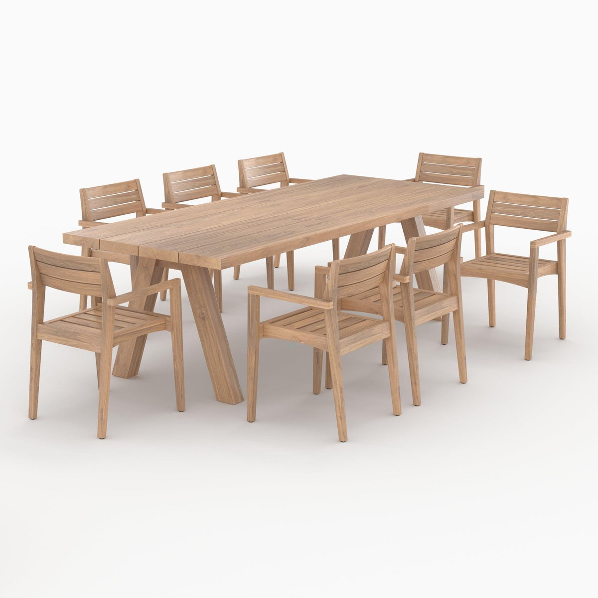 Rendez vous déco Table et chaises de jardin 8 personnes en bois de teck recyclé-Molo