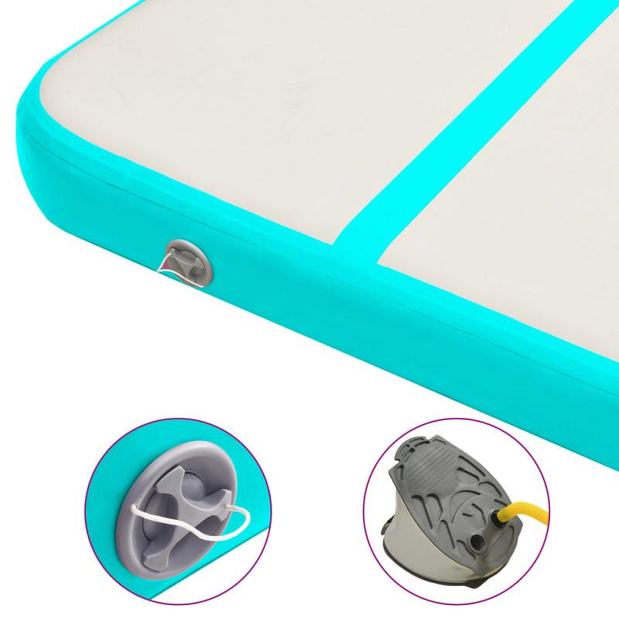 Voir la diapositive 6 : VIDAXL Tapis gonflable de gymnastique avec pompe 600x100x20cm PVC Vert