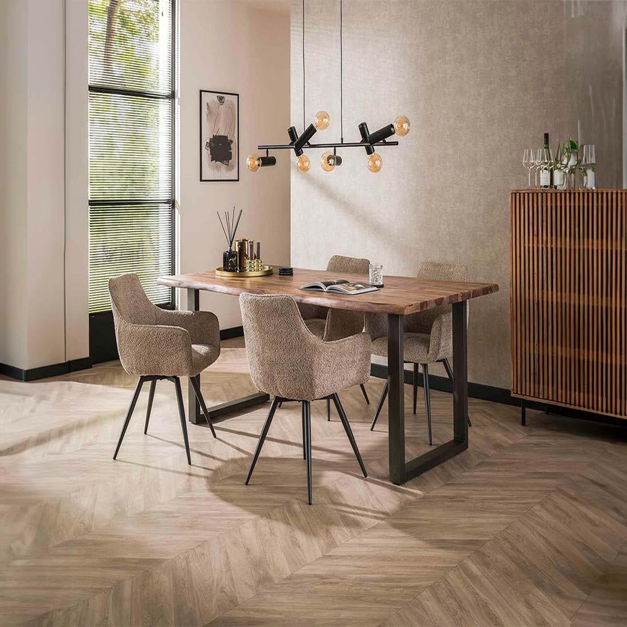 Voir la diapositive 4 : LISA DESIGN Boha - lot de 2 fauteuils pivotants - en tissu bouclette sable