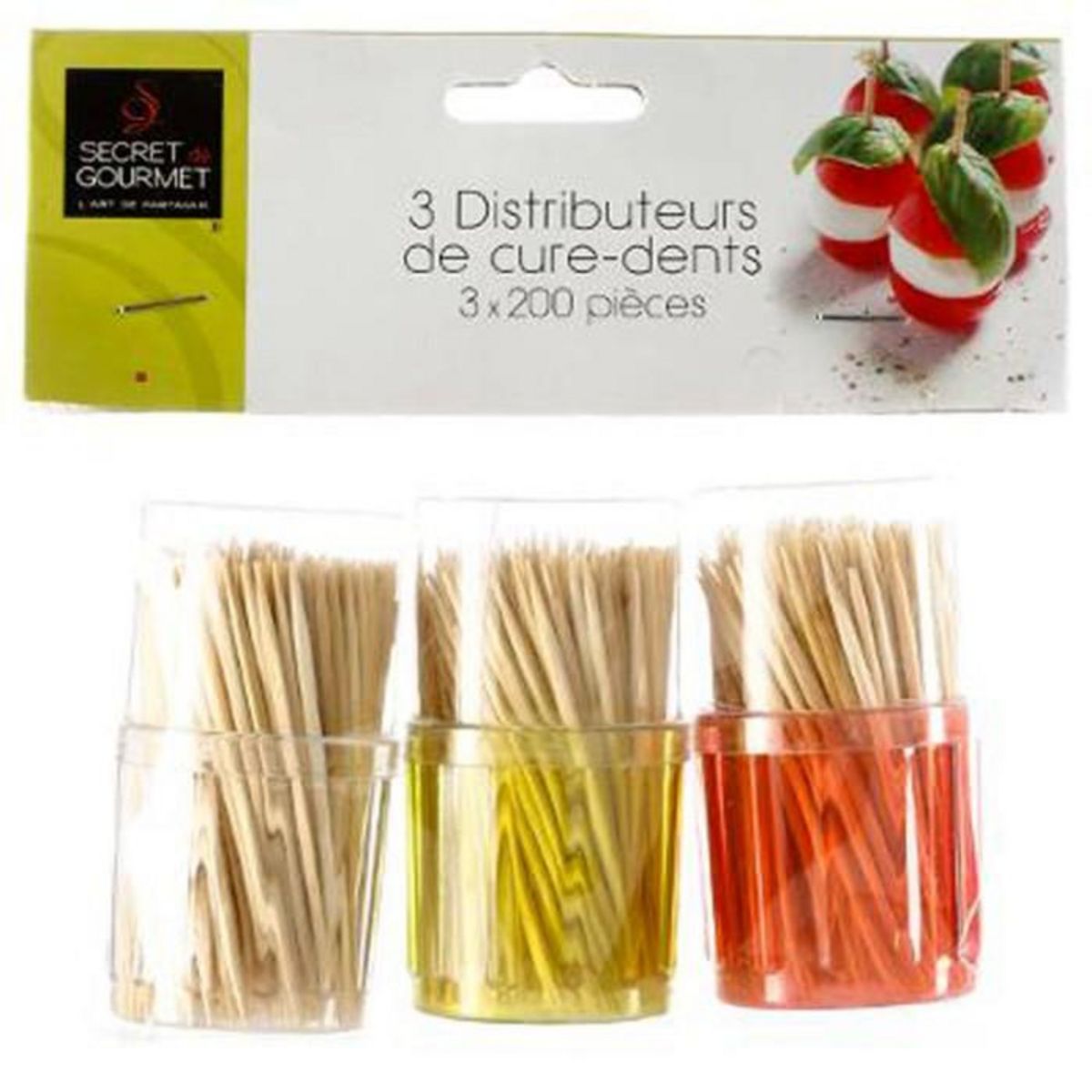 FIVE Lot de 3 Pots à Cure-Dents  Pick  14cm Multicolore