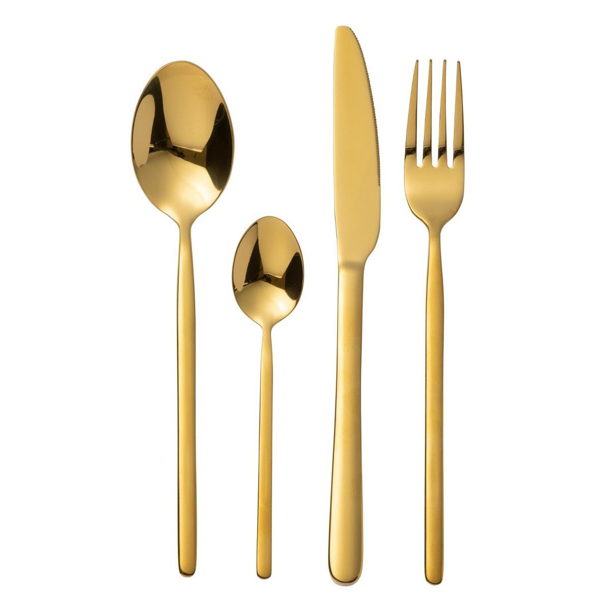 J-LINE Ménagère 24 Pièces en Inox  Brillant  27cm Or