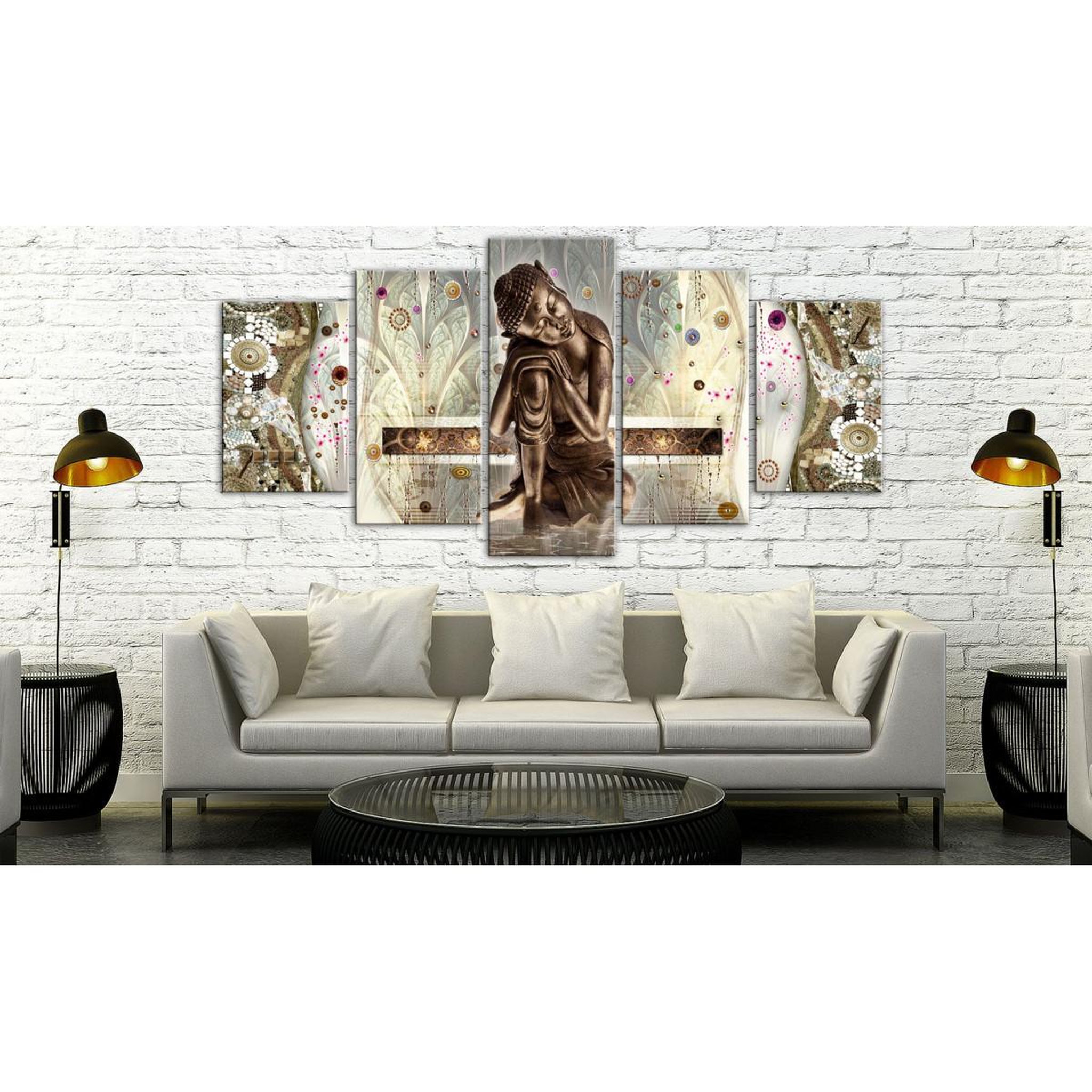 Voir la diapositive 2 : Paris Prix Tableau imprimé 5 panneaux  buddha's dream wide