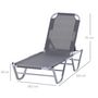 Voir la diapositive 3 : OUTSUNNY Bain de soleil transat design contemporain dossier inclinable multi-positions alu textilène gris